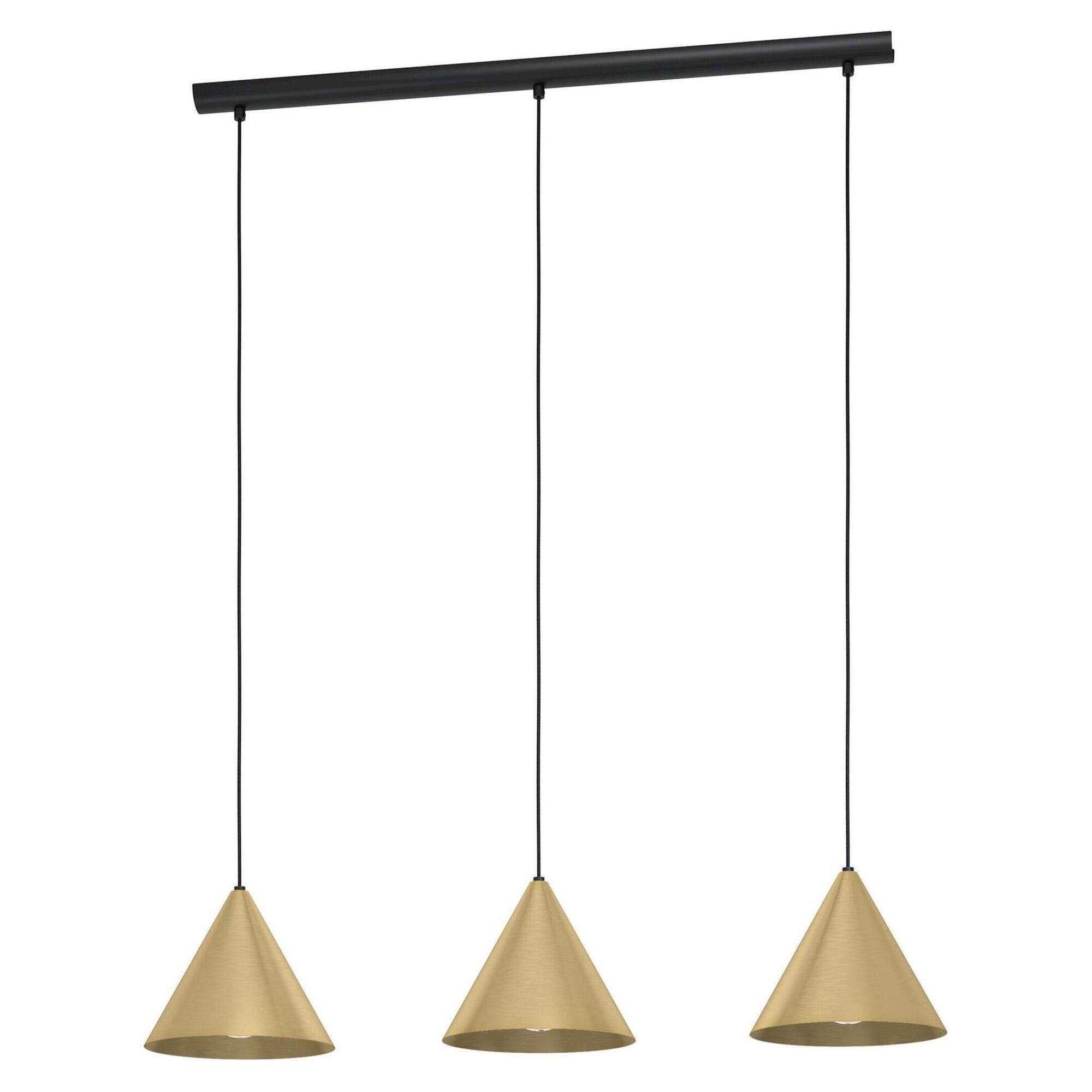 EGLO 99592A Narices 3 -Light Structured Black Transitional Cone Large Hanging Kitchen island light
