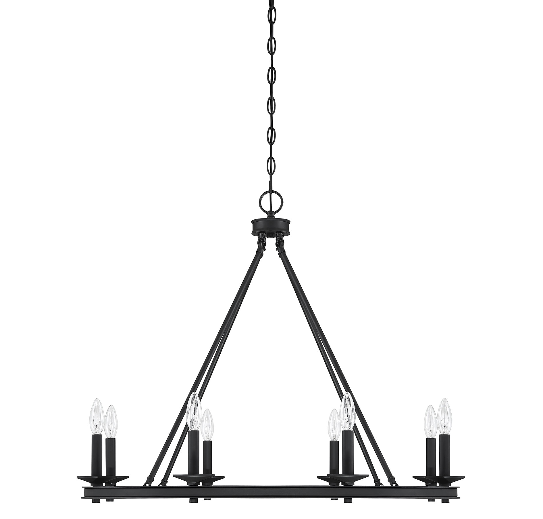 Matte Black 8-Light Metal Candle Chandelier