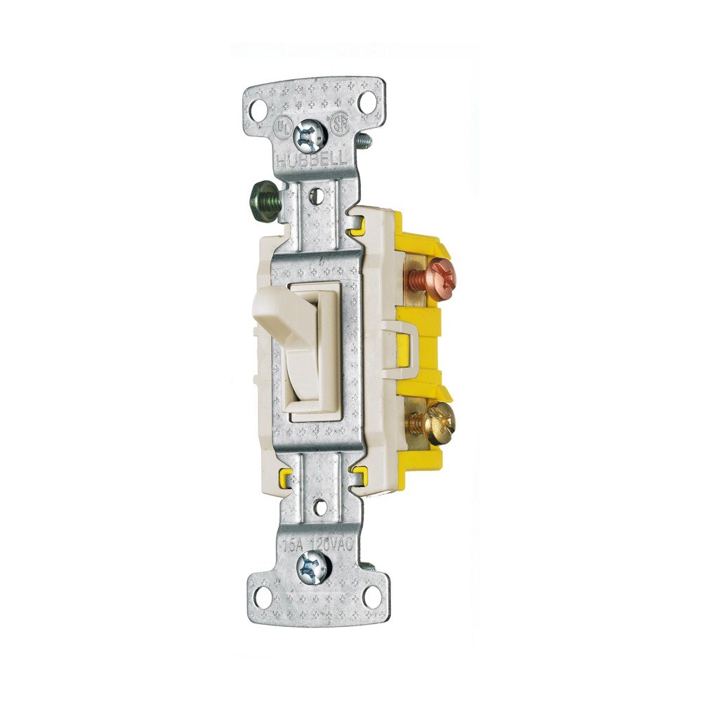 Hubbell RS315LAZ 15-Amp 3-Way Framed Toggle Light Switch, Light Almond