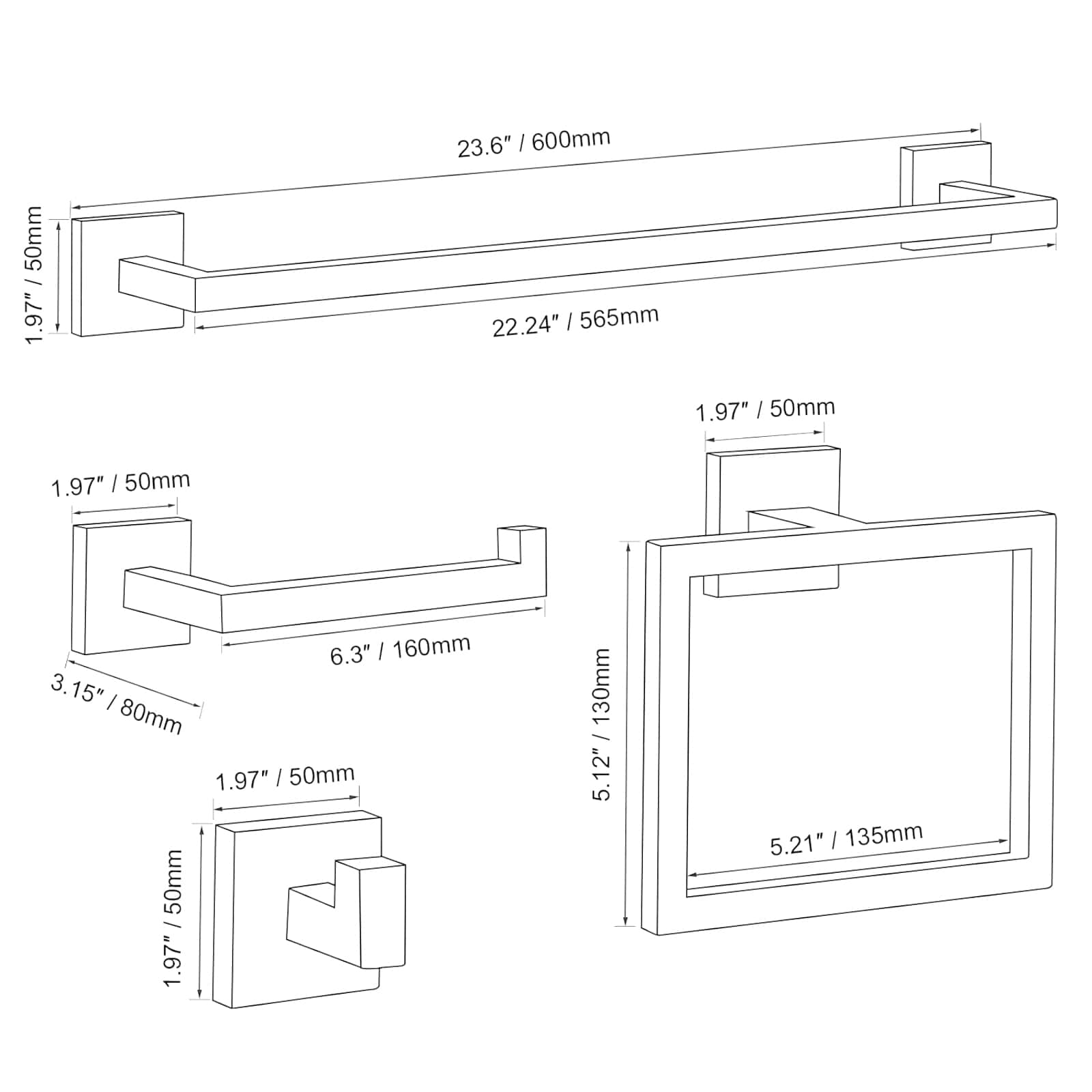 BWE A-96565H-N-2 Decorative-Bath-Hardware-Kits - View #6