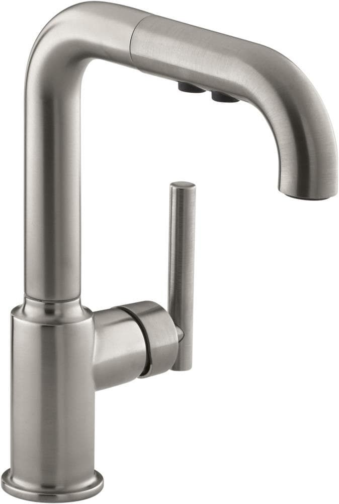 Purist Collection K-7506-VS 7"" 1.5 GPM Deck Mounted Single Hole Pull-Out Spout Kitchen Sink Faucet in Vibrant -  Kohler