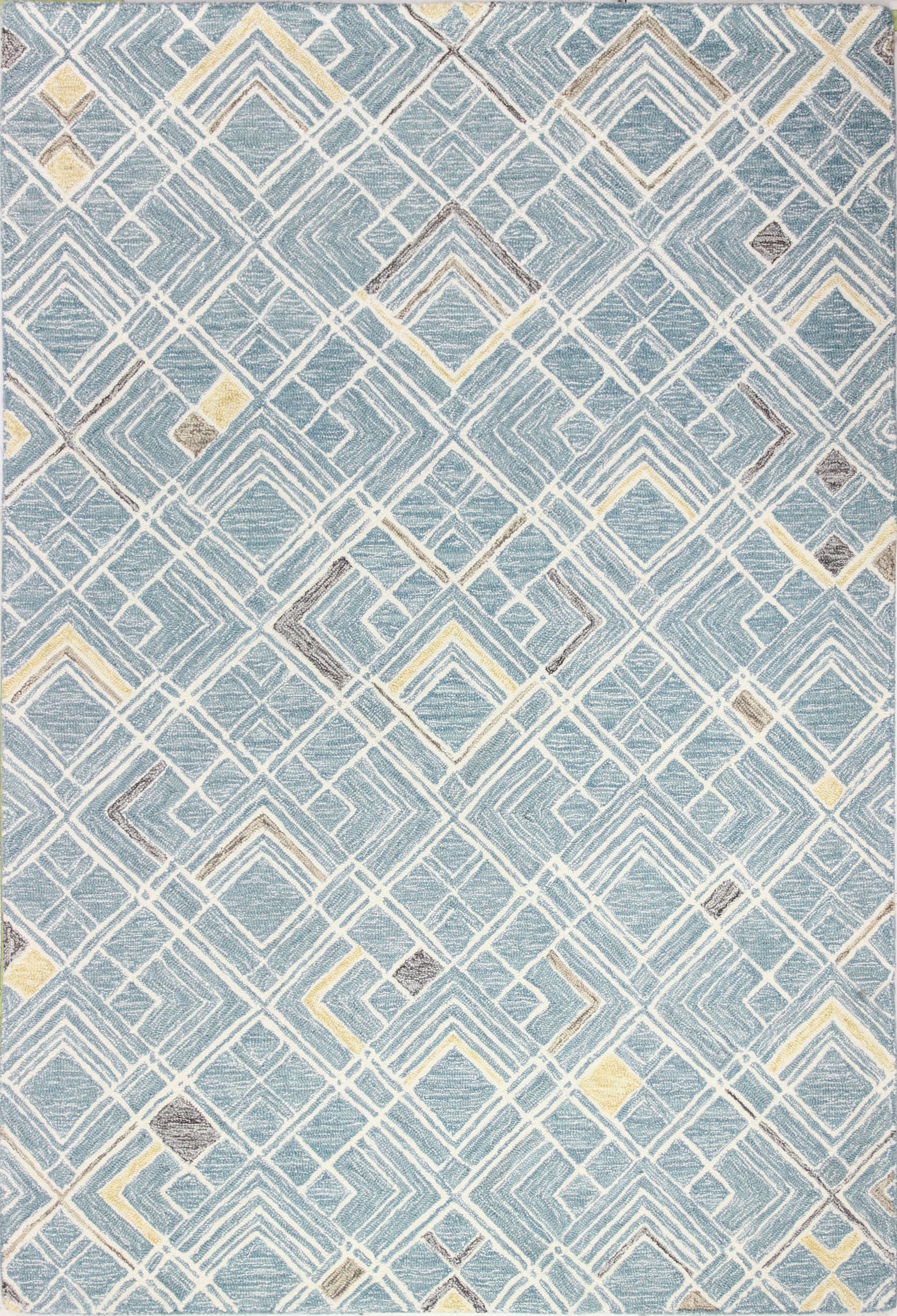 Bashian 649652300207 4 X 6 (ft) Wool Teal Indoor Geometric Moroccan Area Rug