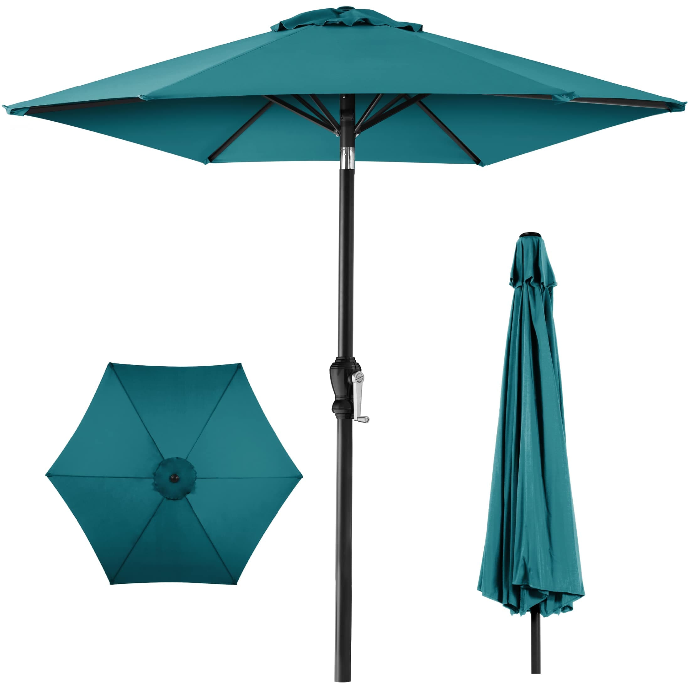 Best Choice Products SKY6696 10ft Outdoor Steel Market Patio Umbrella w/ Crank Tilt Push Button 6 Ribs - Cerulean