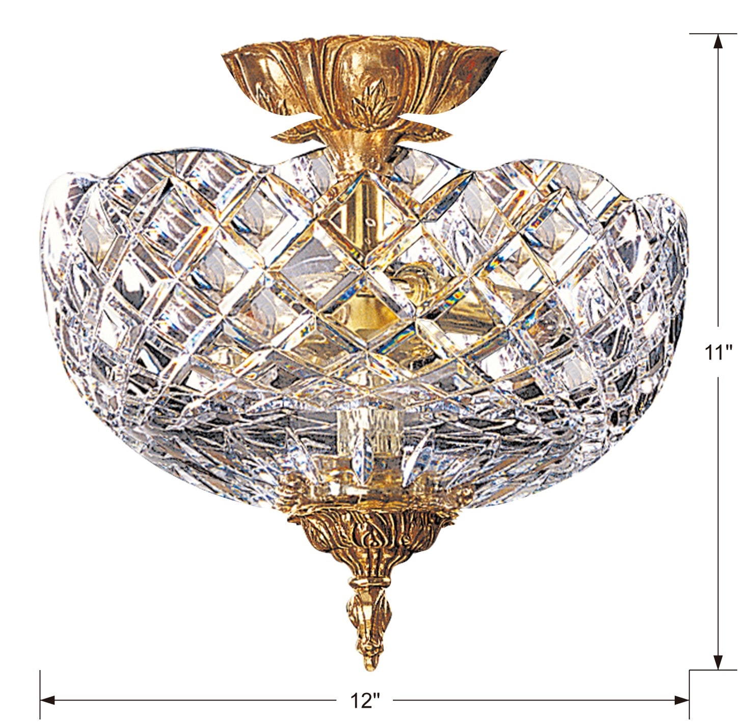 Olde Brass Crystal Elegance 2-Light Ceiling Bowl