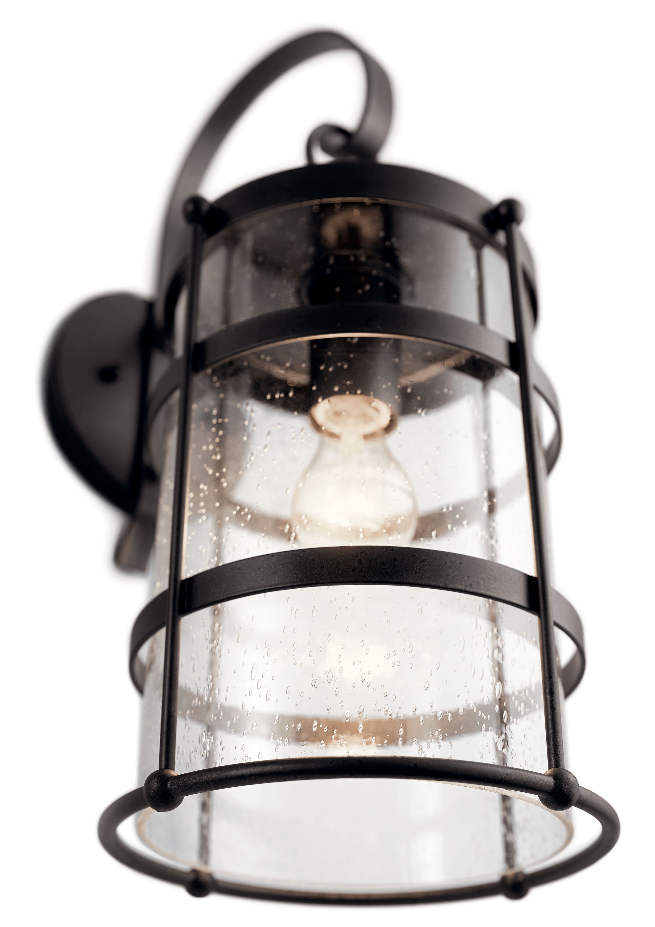 Classic Coastal Anvil Iron Outdoor Wall Lantern with Clear Seeded Glass