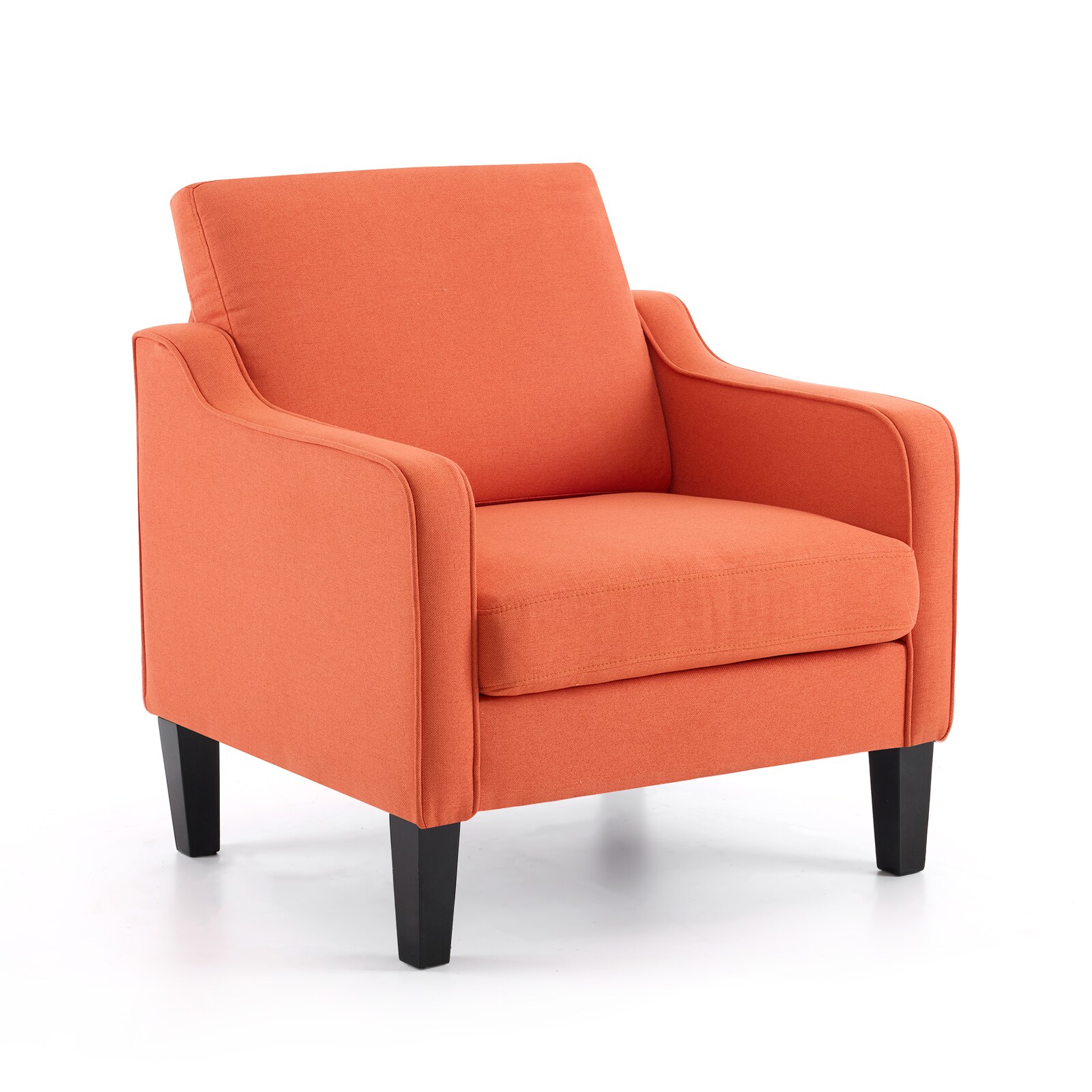 VINGLI - Upholstered Accent Chair Linen with Scooped Arms for Living Room Bedroom Burnt Orange