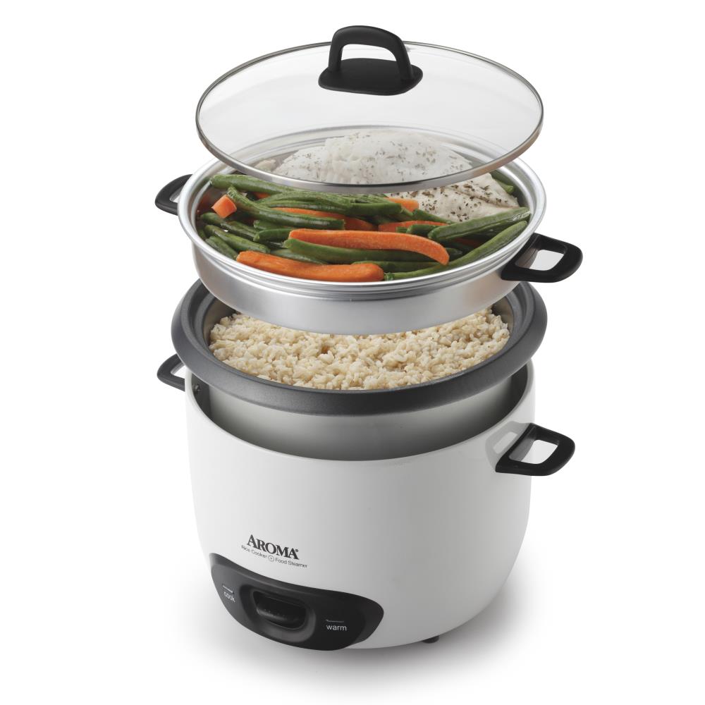 Aroma 6-Cup Pot Style Rice Cooker, White - Perfectly Cooks Rice, Steams ...