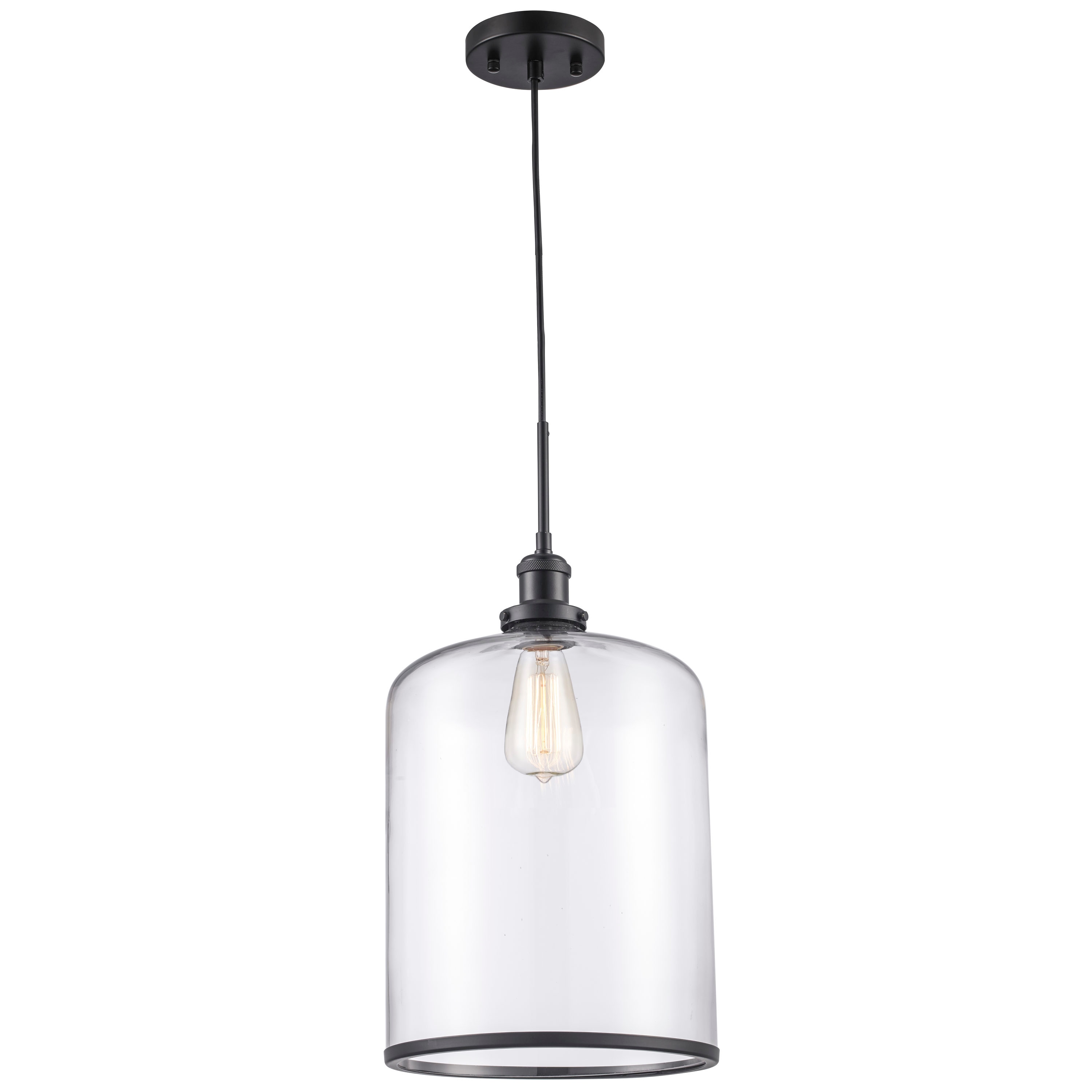 Antique Gold Glass Jar Pendant Light with LED