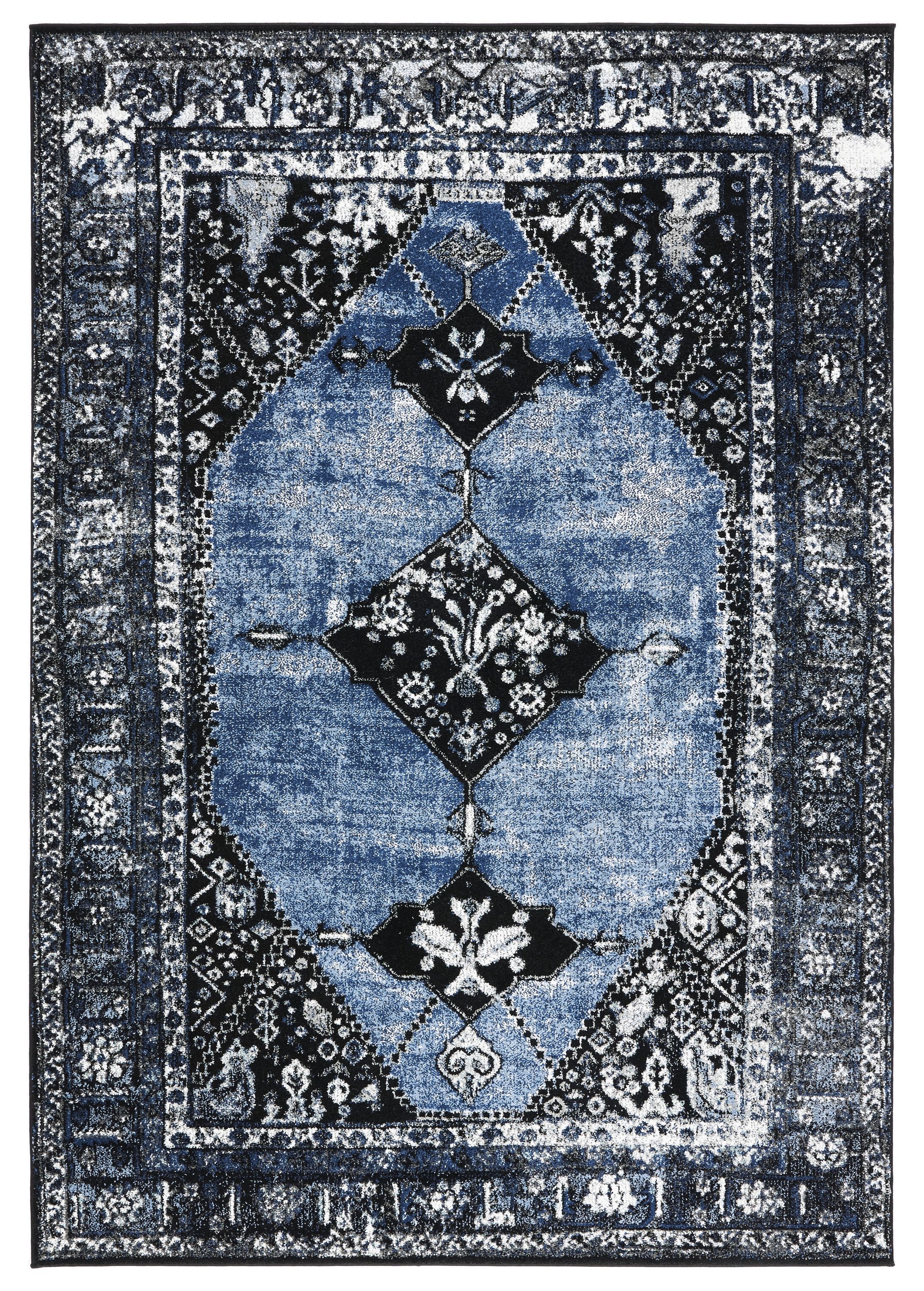 Safavieh VTH217M-8 Vintage Hamadan Bidjar 8 x 10 (ft) Loomed Polypropylene Blue/Gray Rectangular Indoor Floral/Botanical Global Area rug