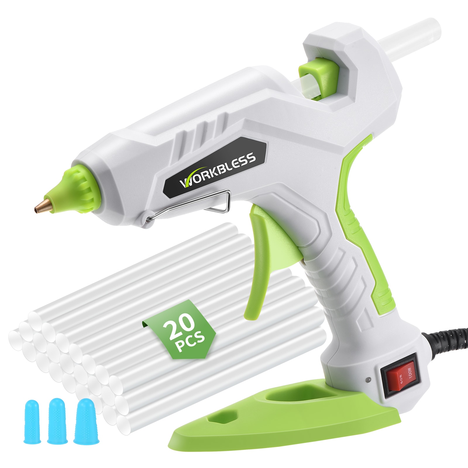 Unique Bargains Hot Glue Gun Full Size 60W/100W Dual Temp Glue Gun Fast Heating Heavy and Duty Glue Gun with 20pcs Glue Sticks for Arts Home Repair Professional DIY and Industrial Use #S25092300UX2265