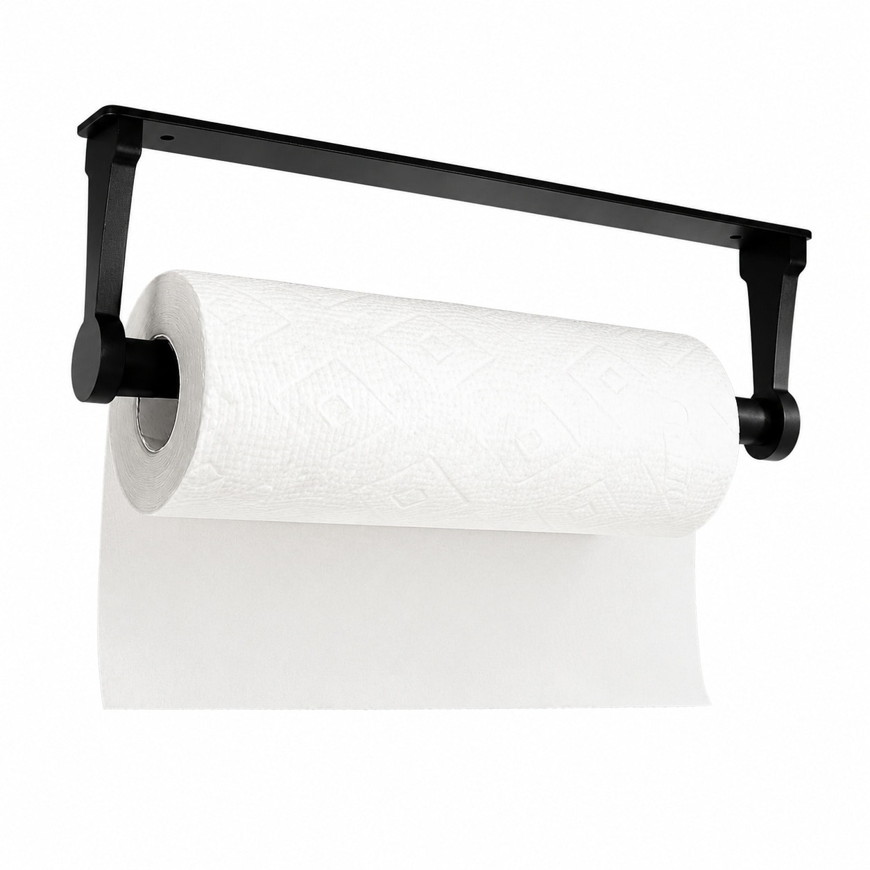 Aoibox  Black Under Cabinet Paper Towel Holder with Telescopic Rod for Kitchen Bathroom Wall Mount 11 8 in Long