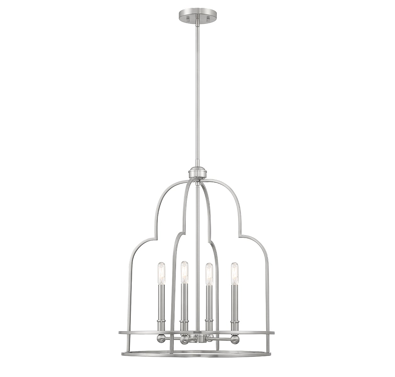Savoy House Essentials 3-6612-4-SN Diplomat 4 -Light Satin Nickel Modern/contemporary Geometric Medium Hanging Pendant light