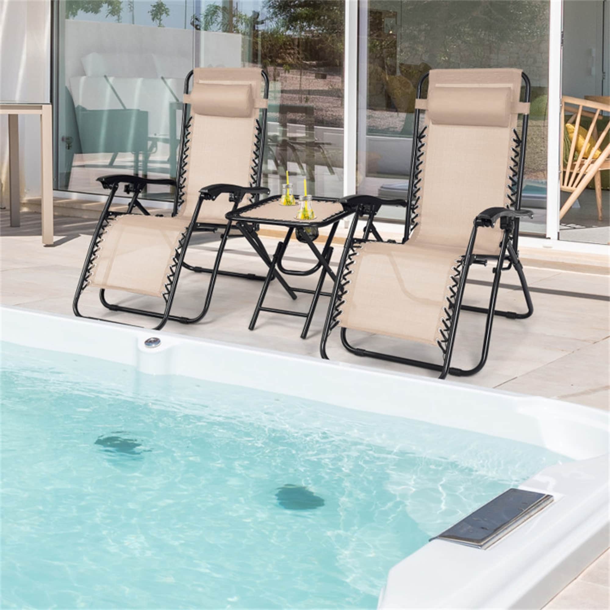 BABOOM BOM-HW72797-CO 3 -Piece Patio Conversation Set with Off-white