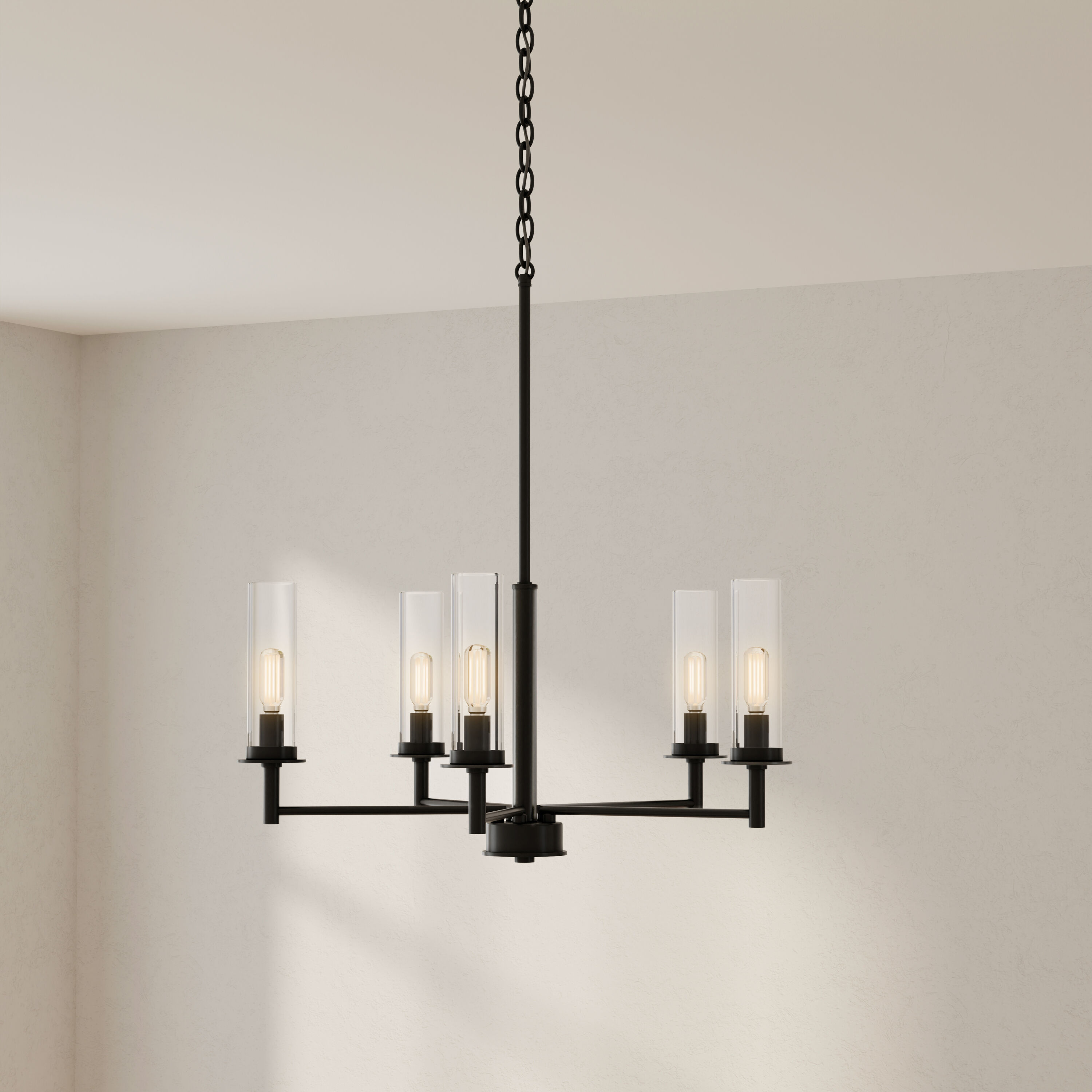 Progress Lighting P400251-031 Kellwyn 5 -Light Matte Black Traditional For Use in Bedrooms, Dining Rooms, Foyers, Kitchens, Living Rooms Chandelier