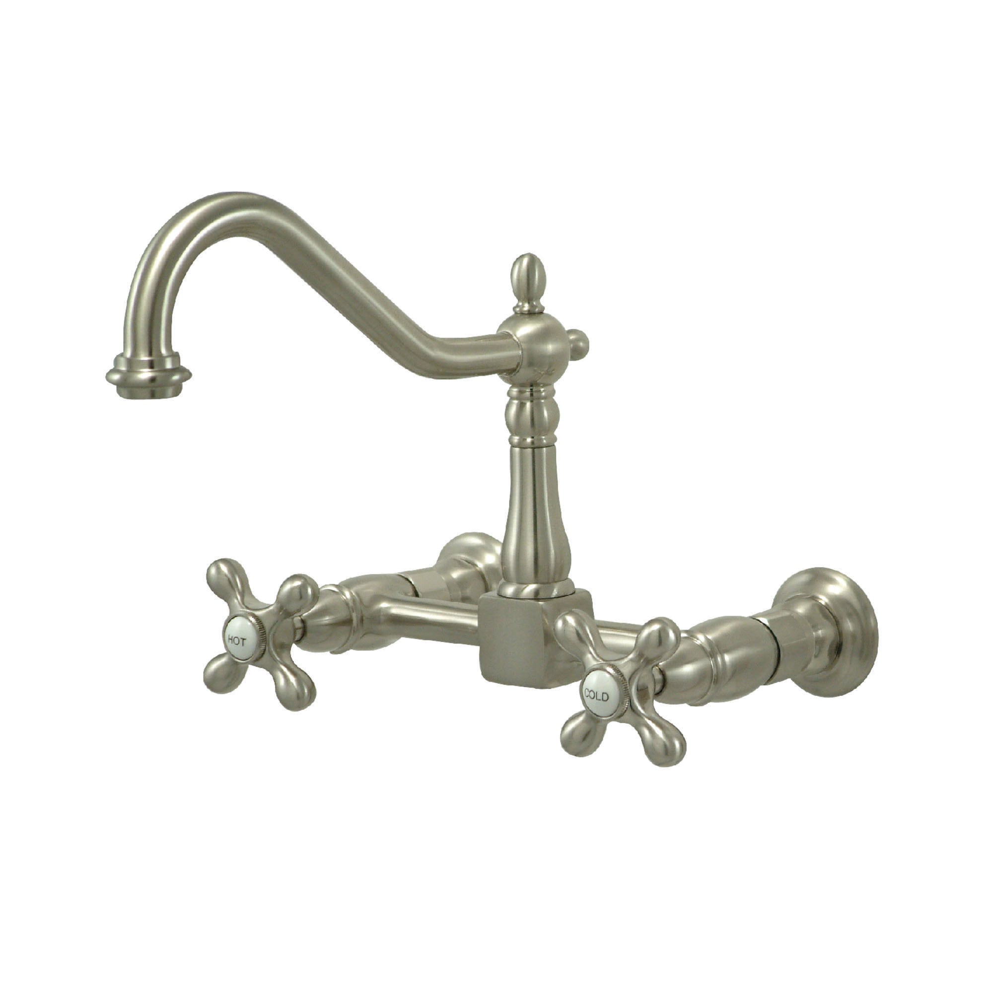 Elements of Design ES1248AX Satin nickel Double Handle Wall-mount Bridge Kitchen Faucet