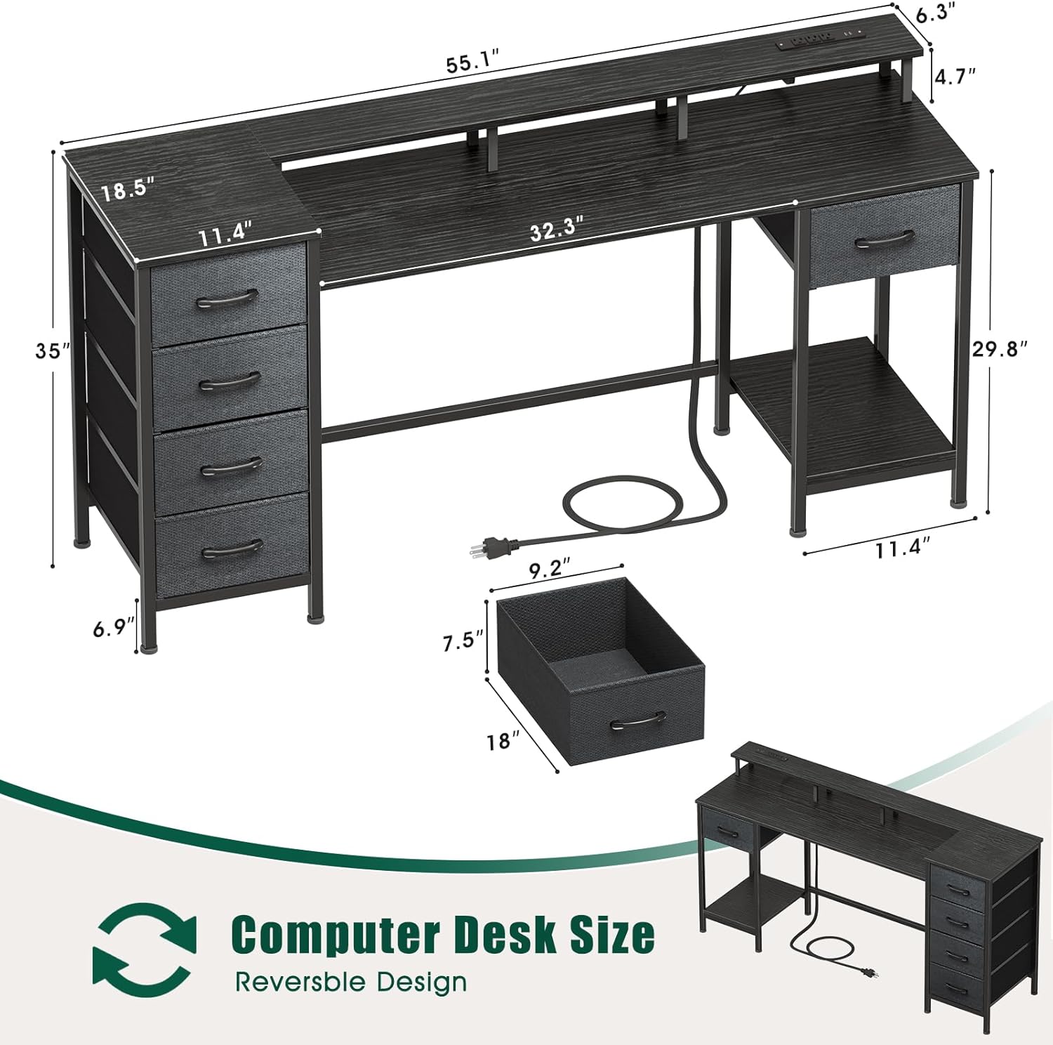 Furologee CD-031V1-CL-55-1-B desks - View #3