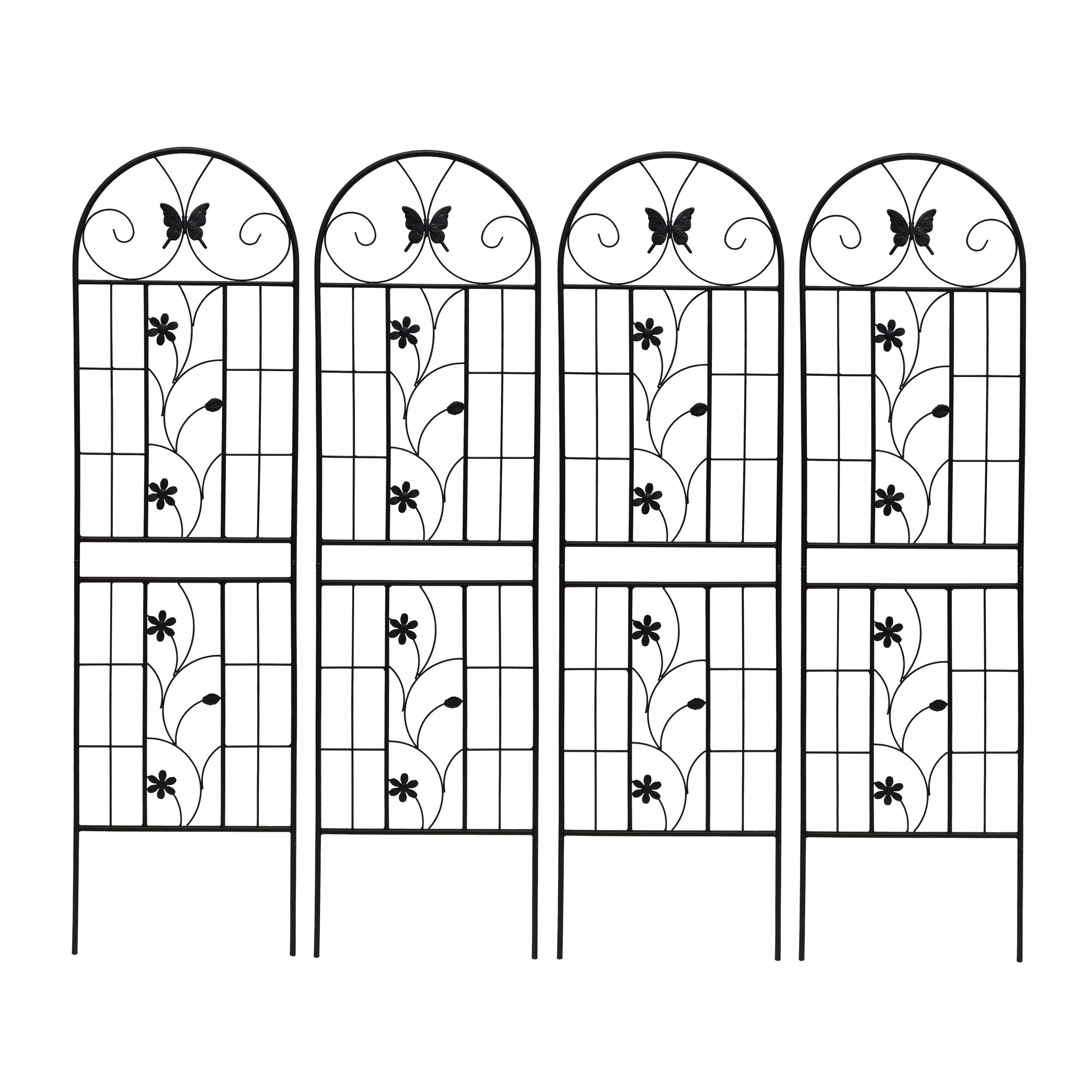 Rbied 2 Pack 71x19.7in Metal Garden Trellis Rustproof Climbing Plant Support Black