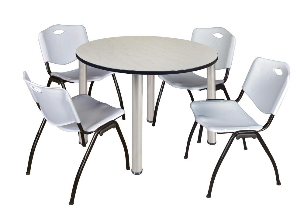 Regency TB48RNDPLBPCM47GY Breakroom Off-white 4-Person Training Table (48-in W x 29-in H)