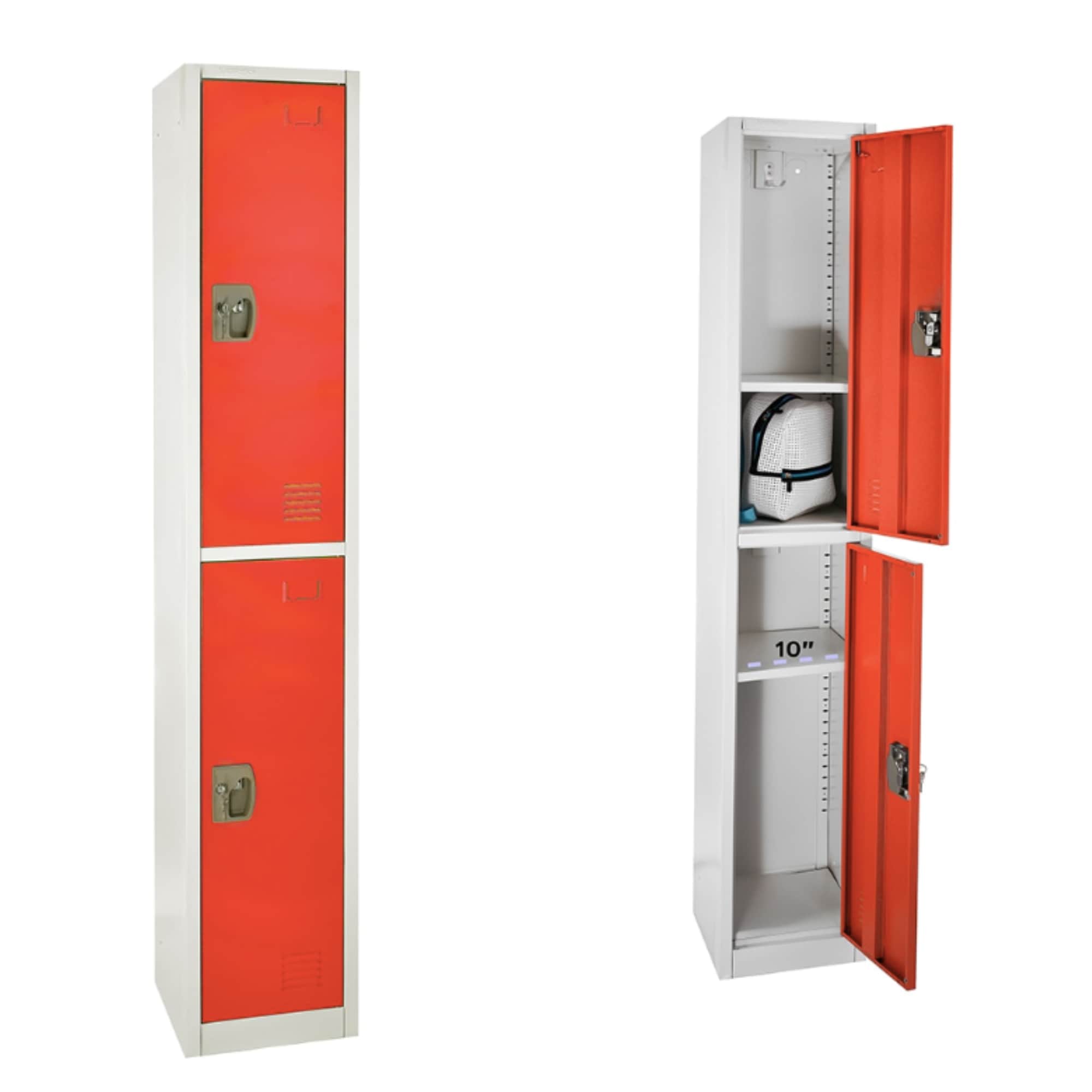 AdirOffice 629-202-RED-PKG-1 629 Series 12-in W x 72-in H x 12-in D Steel Full Storage Lockers