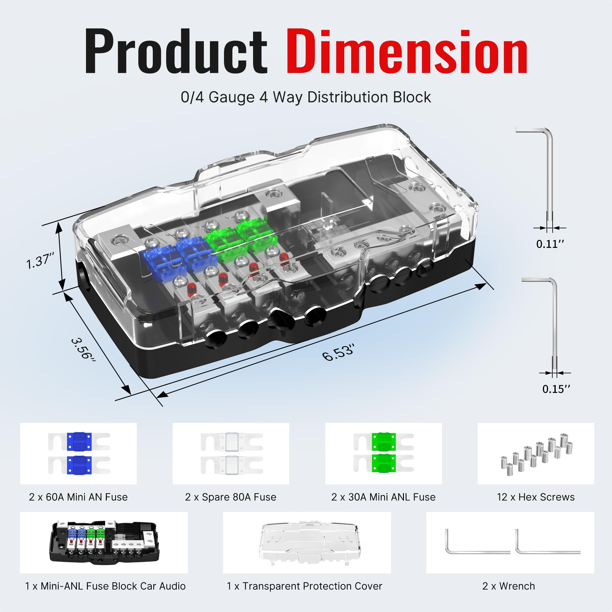 Vrbgify Fused Power Distribution Block Car Audio 4 Way MIDI Mini ANL ...