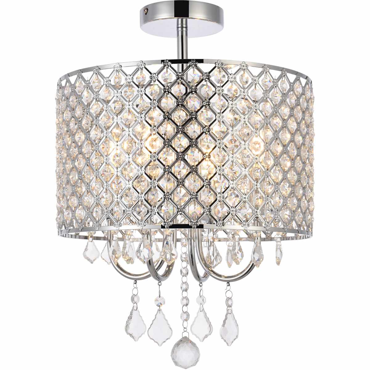 Elegant Lighting 2369630 Living District LD710F14C Elise 4 Light 14 inch Chrome Flush Mount Ceiling Light