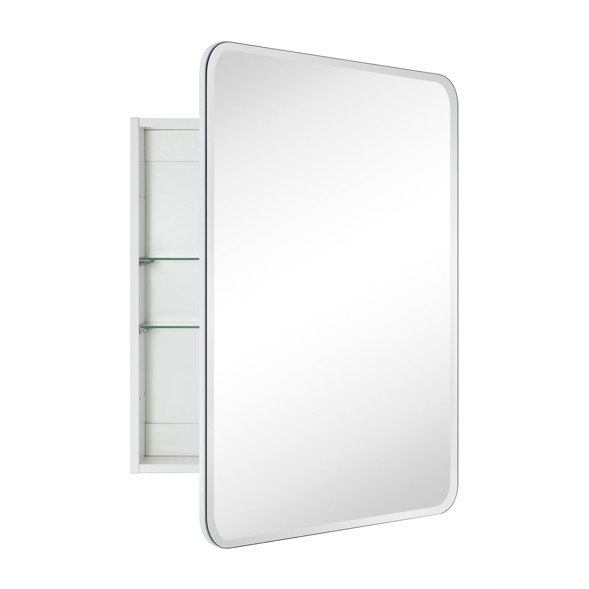 TEHOME 24-in x 30-in Surface/Recessed Mount White Mirrored Soft Close Medicine Cabinet