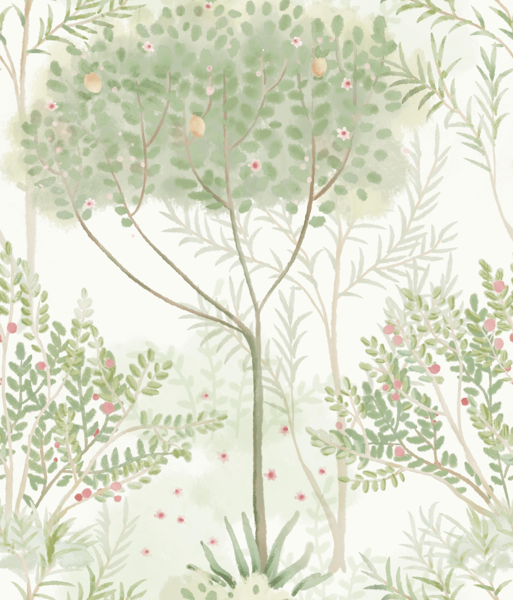 York Wallcoverings MN1822 Mediterranean 56.4-Sq. Feet White Non-woven Ivy/Vines Prepasted Water Activated Paste Wallpaper