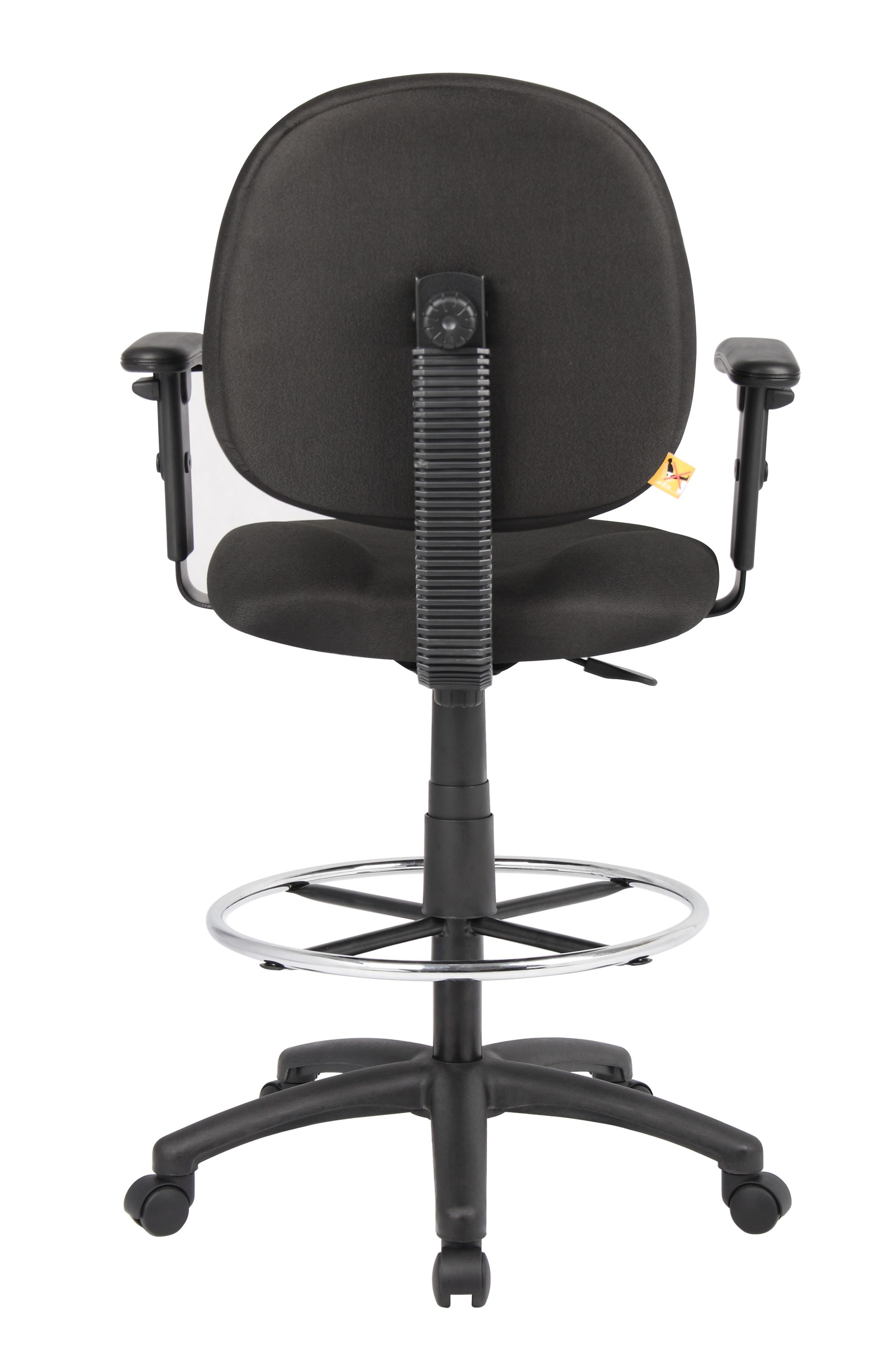 Black Ergonomic Fabric Drafting Stool with Adjustable Arms