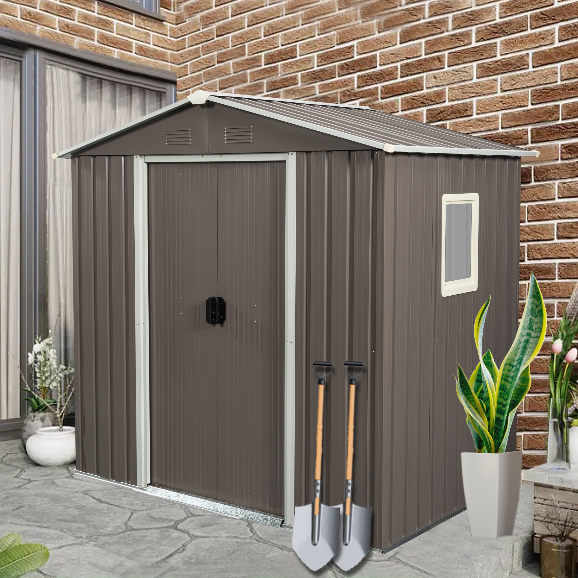 Clihome CL-WC5436GY Metal-Storage-Buildings-Sheds - View #3