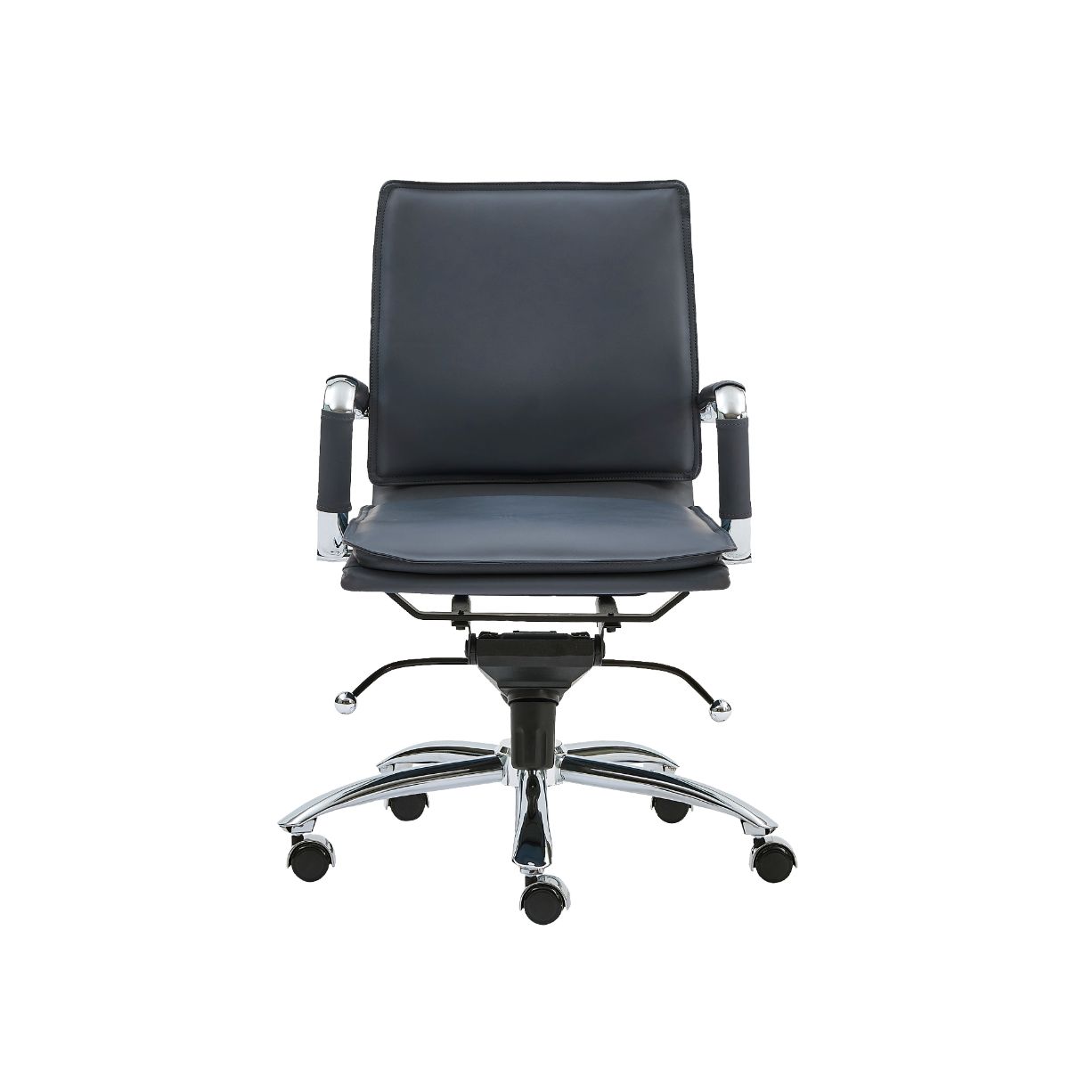 HomeRoots 370556 Amelia Blue Contemporary Adjustable Height Swivel Faux Leather Task Chair