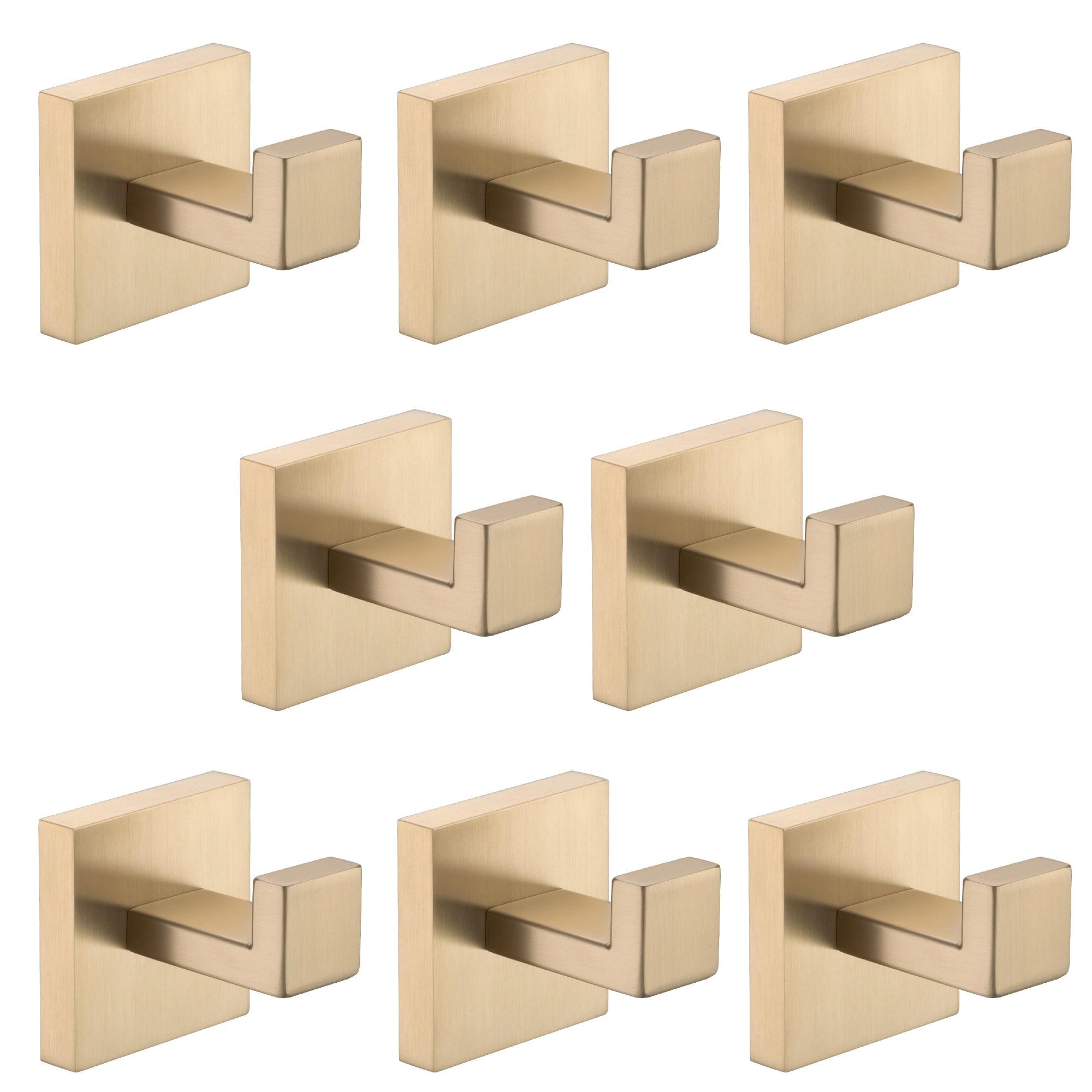 Boyel Living - 8-Piece Wall-Mounted Stainless Steel Towel Hook Set in Brushed Gold