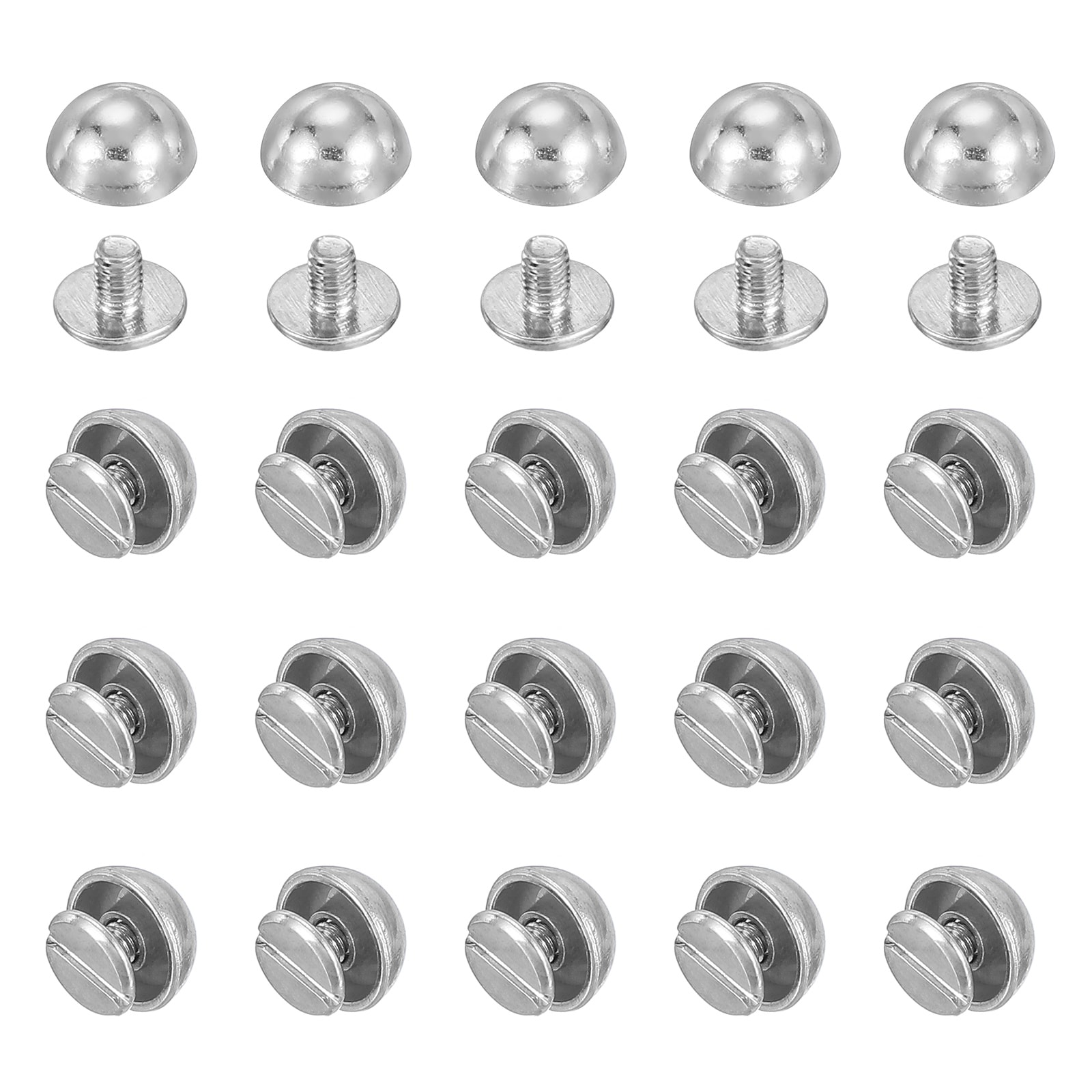 PATIKIL 3/8inch Dome Spikes Studs 20 Sets Mushroom Type Nailhead Round Head Studs Screw Back Spike Studs Rivets for Leather Clothing Craft Belts Hand Bags Silver #S26091003UX4153