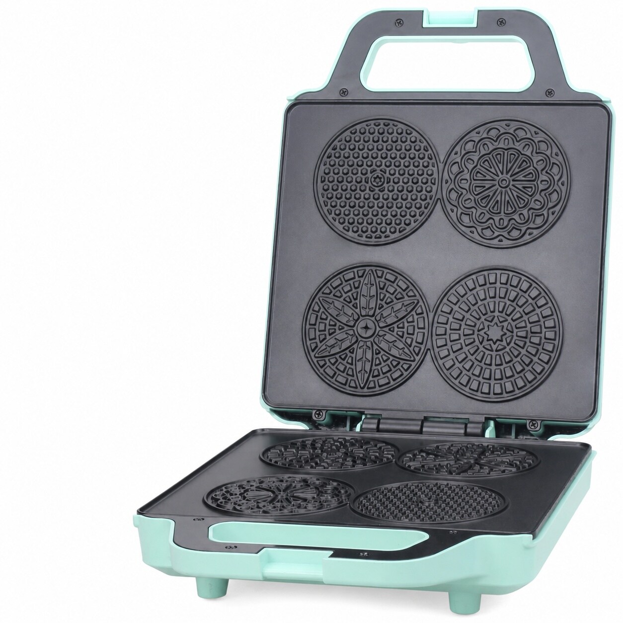 Aoibox -  Electric Pizzelle Maker with 4 Uniform 3 5 Inch Cookie Molds for Crispy Thin Waffle Tre...