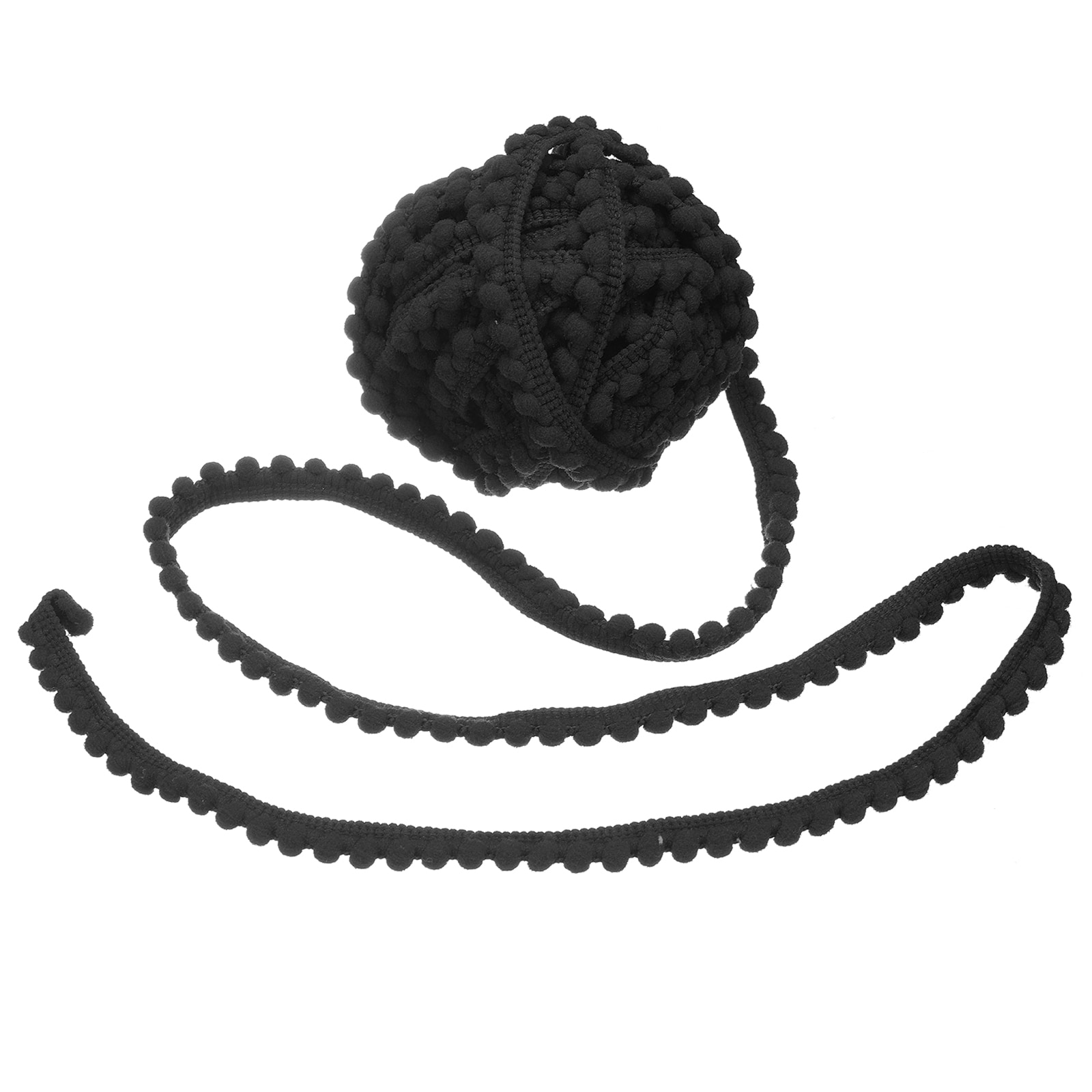 Unique Bargains - 25 Yards Pom Trim Ribbon 0.5 Inch Wide Black Pom Ball Fringe Trim Sewing Fringe...