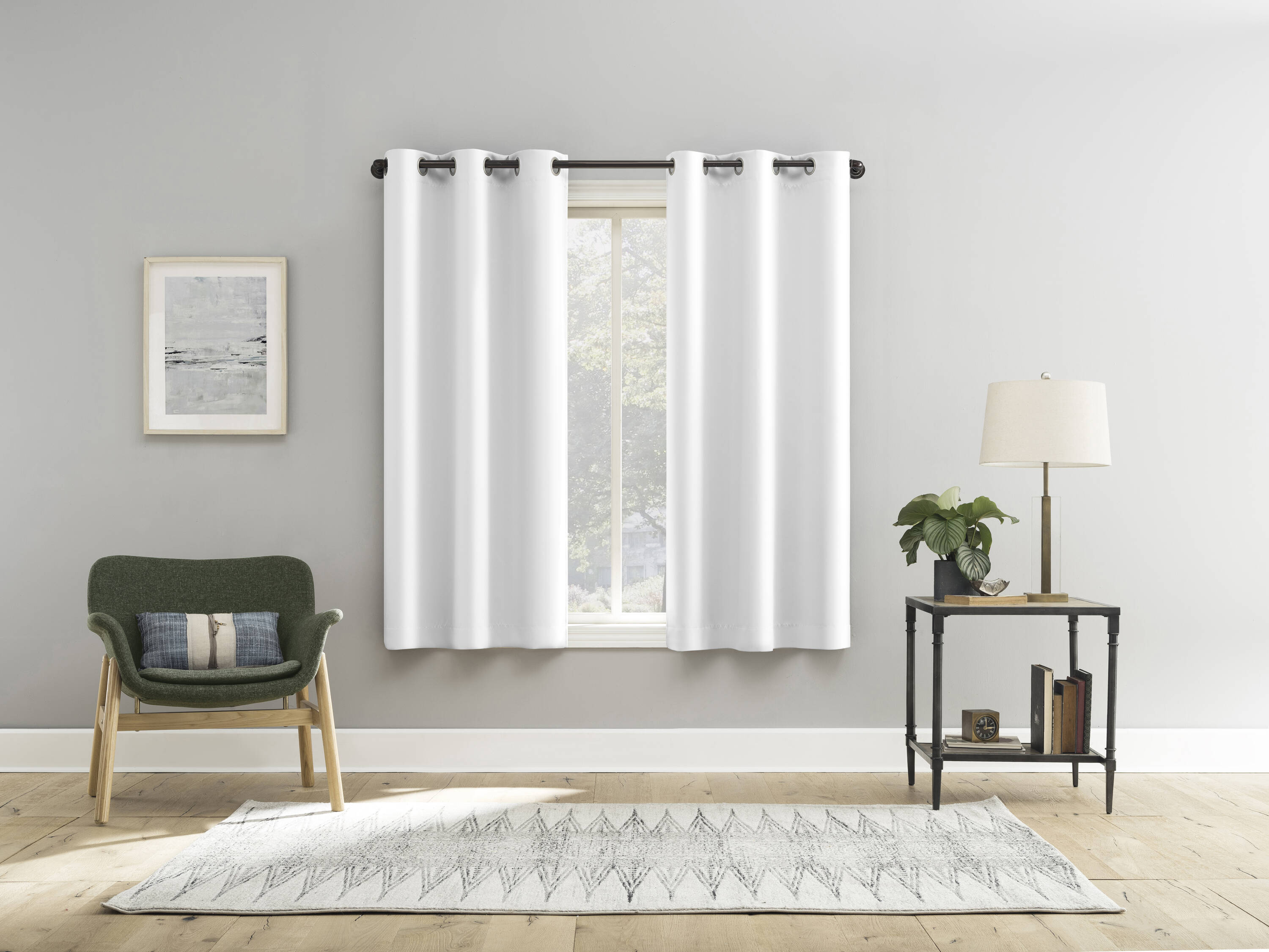 Sun Zero DOUGLAS 74X63 WHITE 63-in White Blackout Interlined Grommet Curtain panel pair