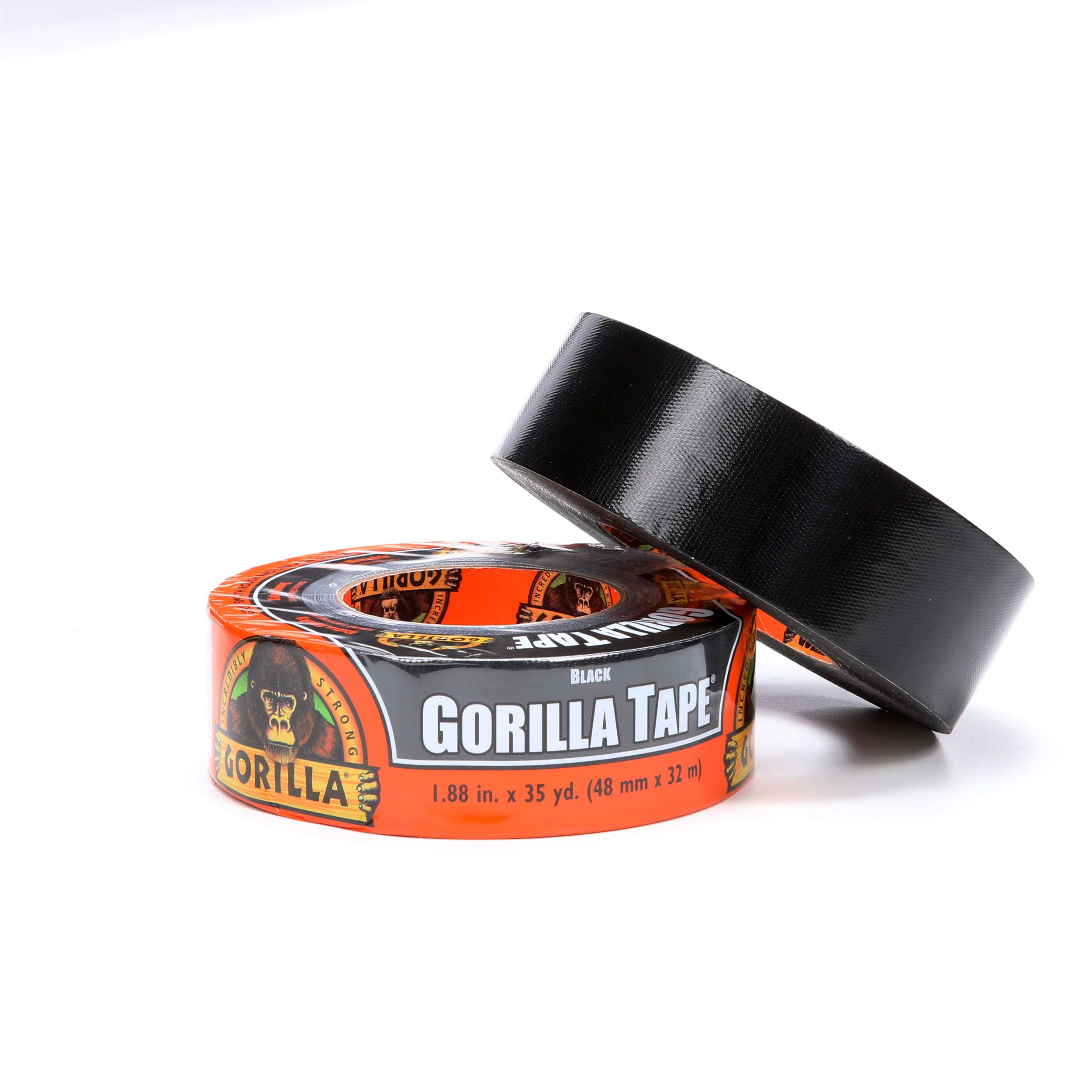 1.88" x 35 yd Pack of 2 Gorilla Tape Black Duct Tape Black, 