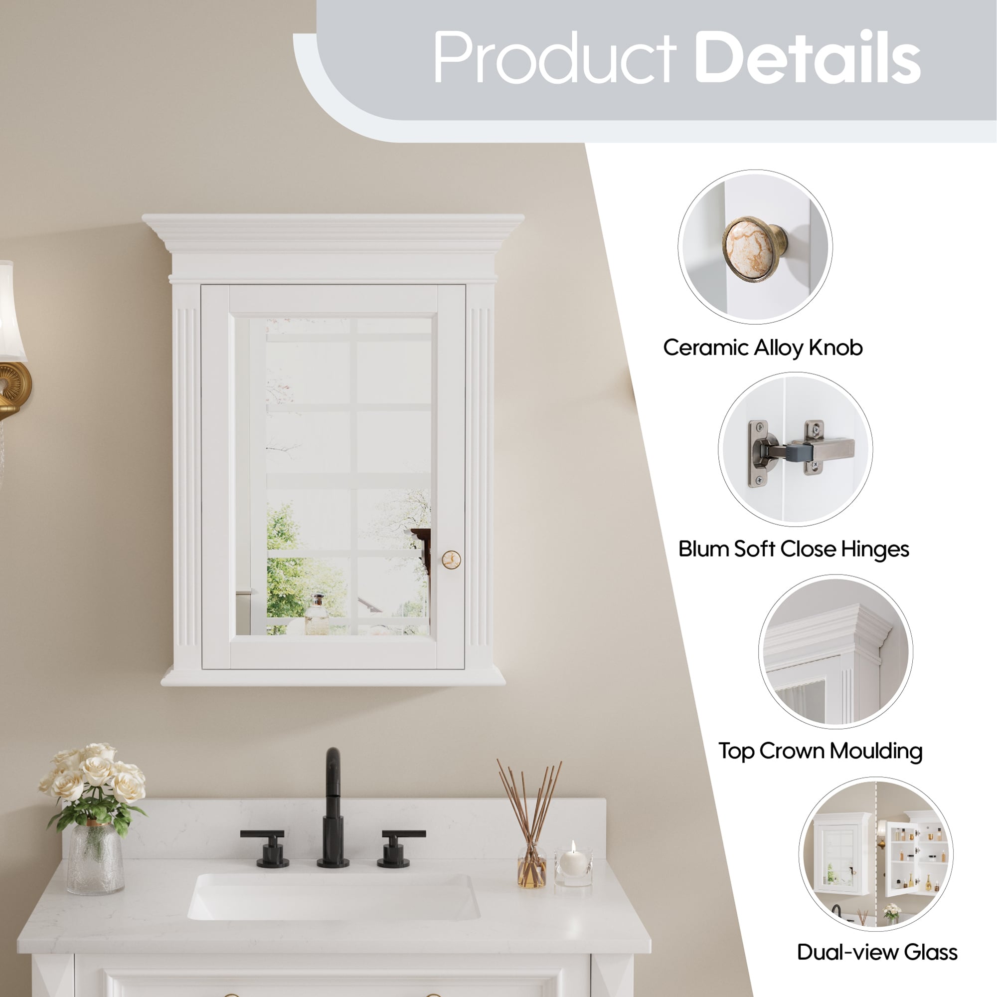 CALVON ZUBG-WT2430 Bathroom-Medicine-Cabinets - View #4