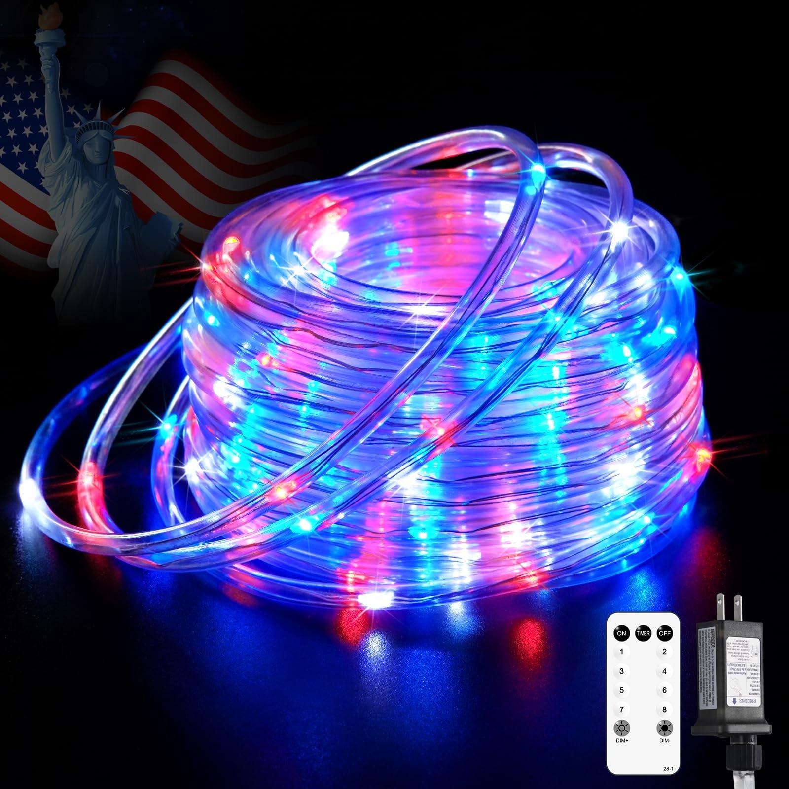Oyezvary  200 LED White Rope Lights 66 FT Plug in Waterproof String Lights with Remote Control for Indoor Outdoor Christmas Tree Wedding Garden