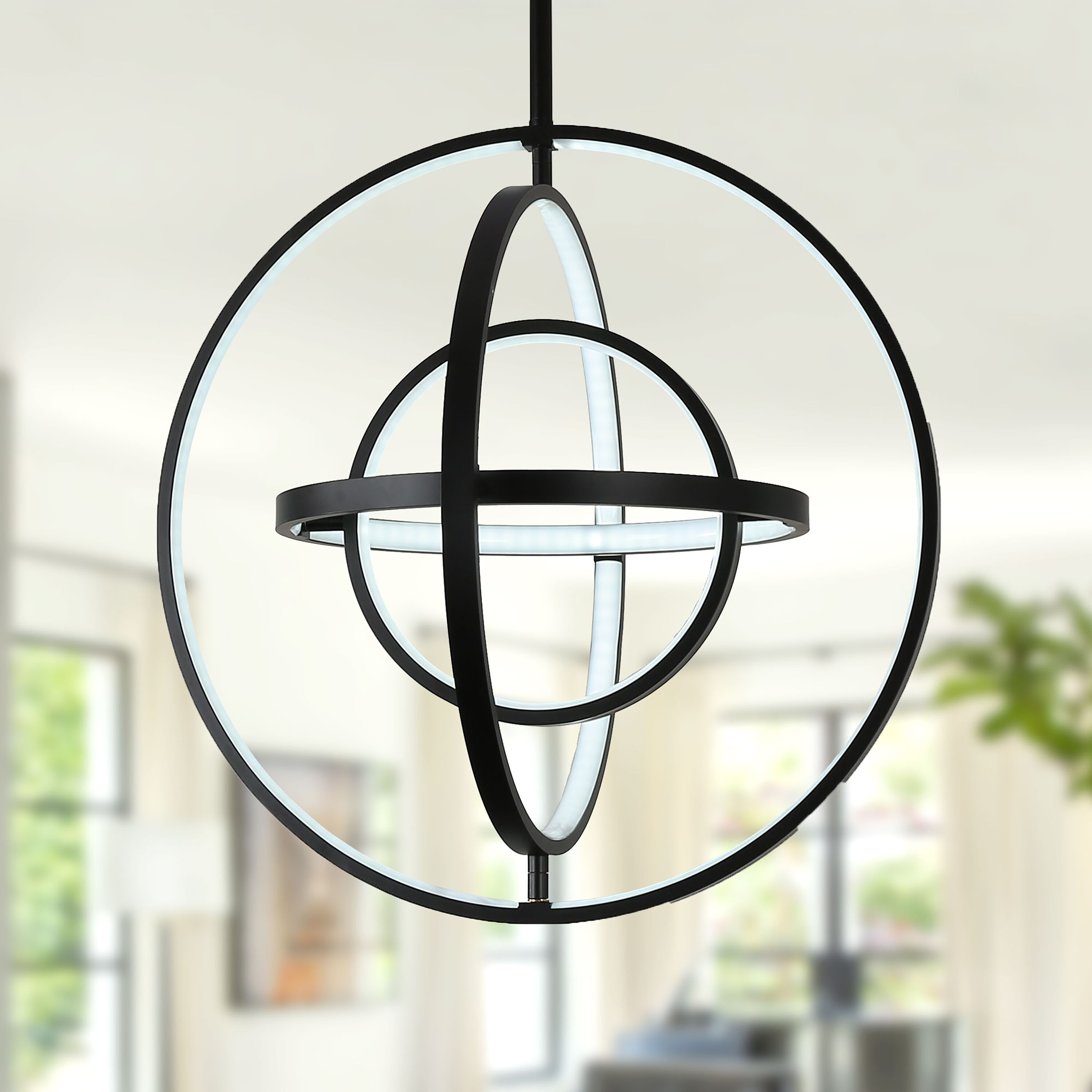 Cusp Barn CUSP085 Chandelier 1 -Light Matte Black Modern/contemporary Integrated LED Cage For Use in Bedrooms, Dining Rooms, Foyers, Kitchens, Living Rooms Chandelier
