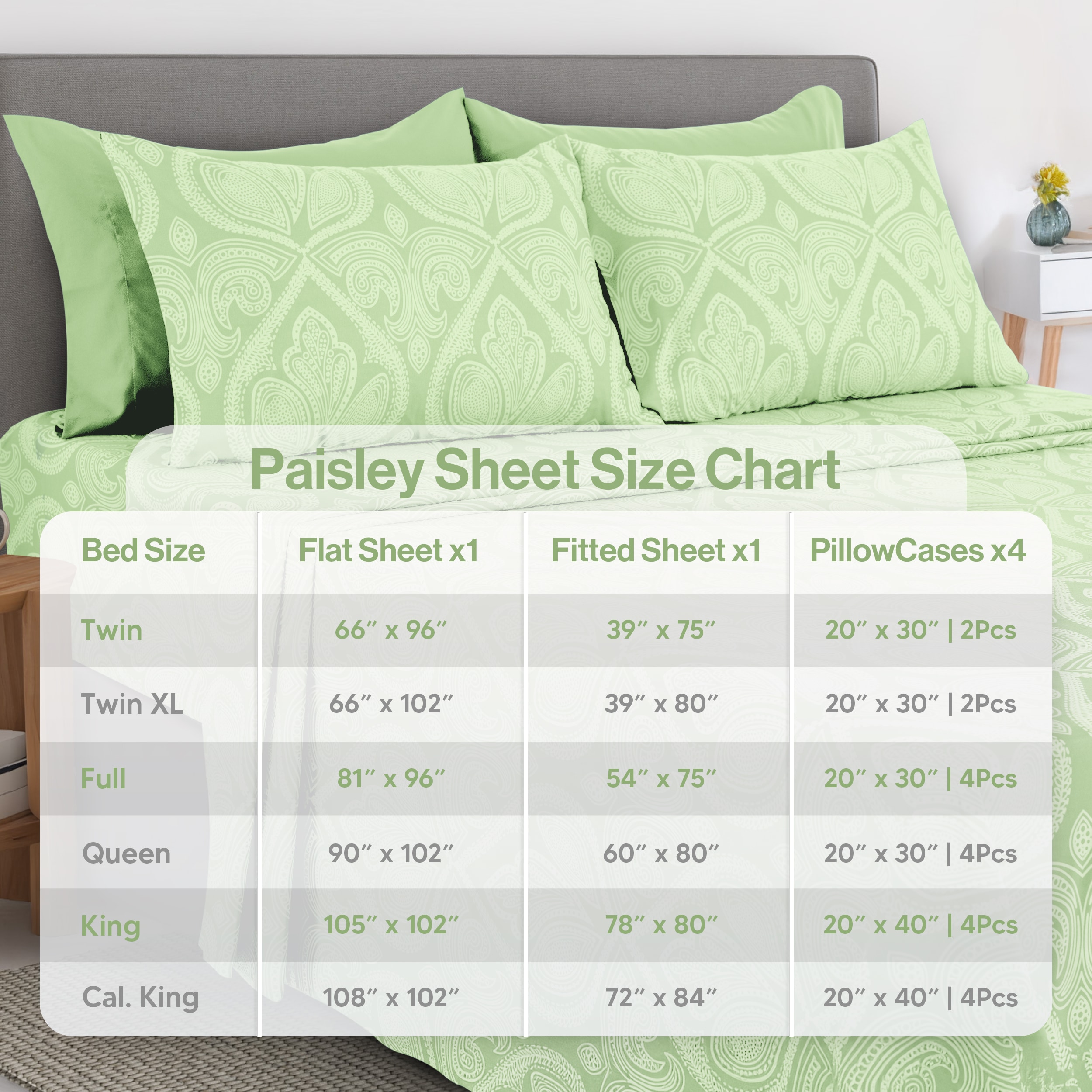 Lux Decor Collection PAISLEY K SAGE Sheet-Sets - View #5