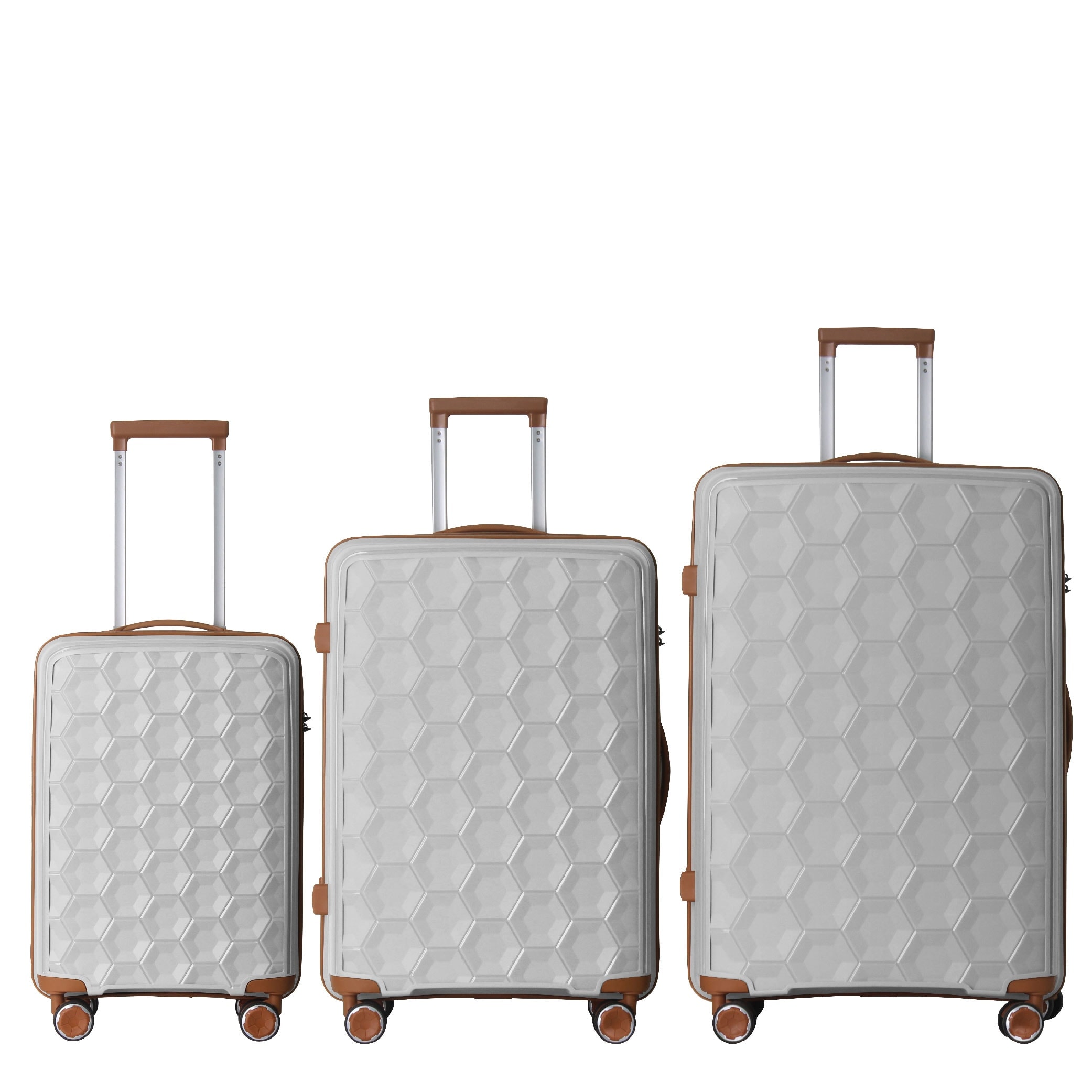 Tinyhomie 3-Piece Luggage Set Travel Lightweight Suitcases with Rolling Wheels TSA lock and Moulded Corner Carry on Luggages for Business Trip (20in /24in /28in ) White