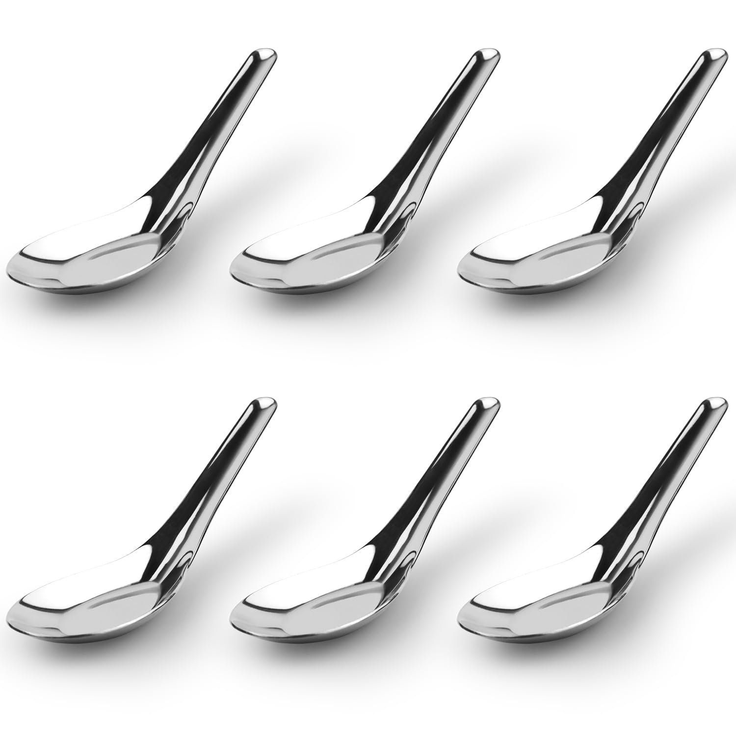 Aoibox Stainless Steel Asian Soup Spoons Set of 6 5 7 x 1 57 Inches ...