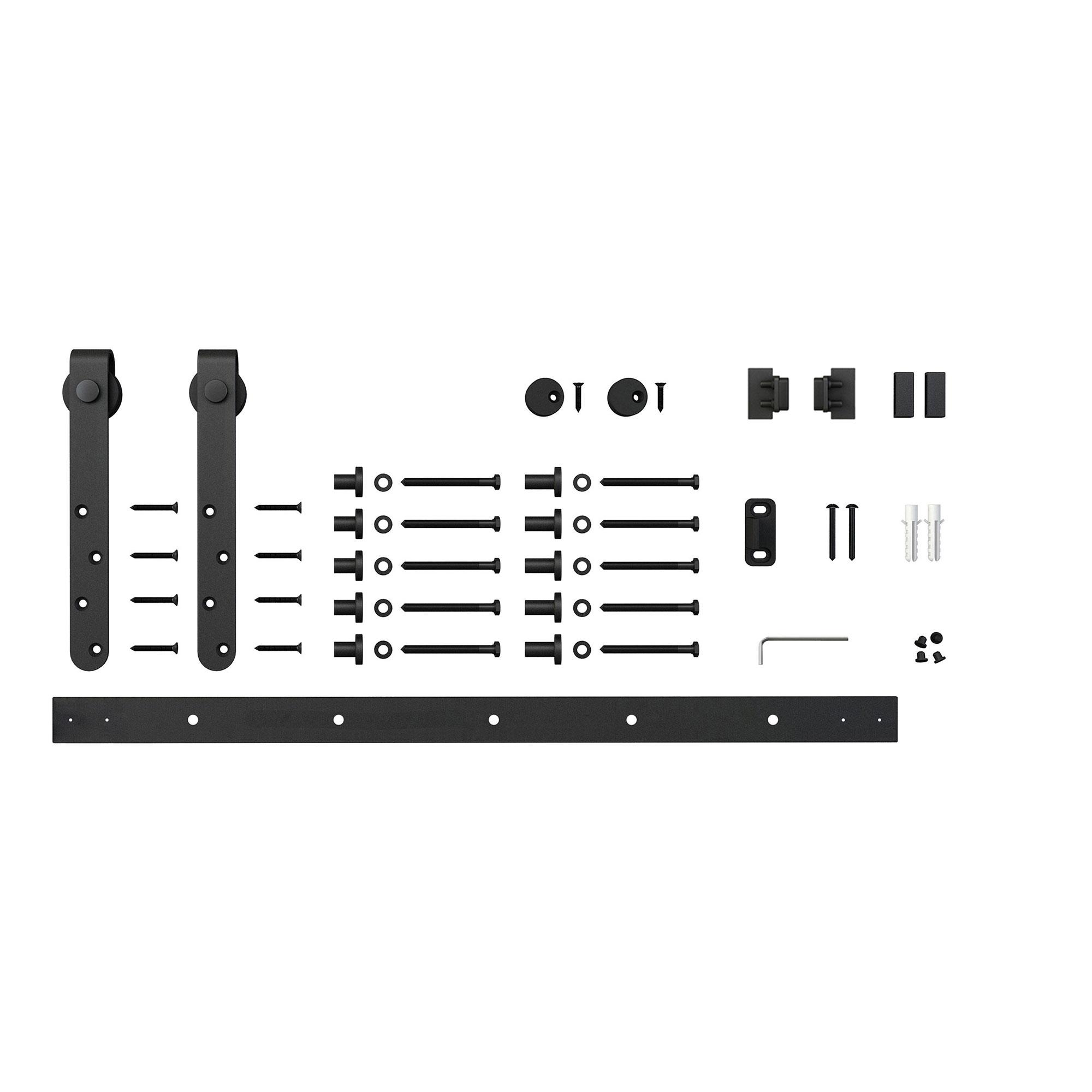 Architectural Products by Outwater 3P5.7.00049 72-in Matte Black Indoor Top mount Single Barn door hardware kit