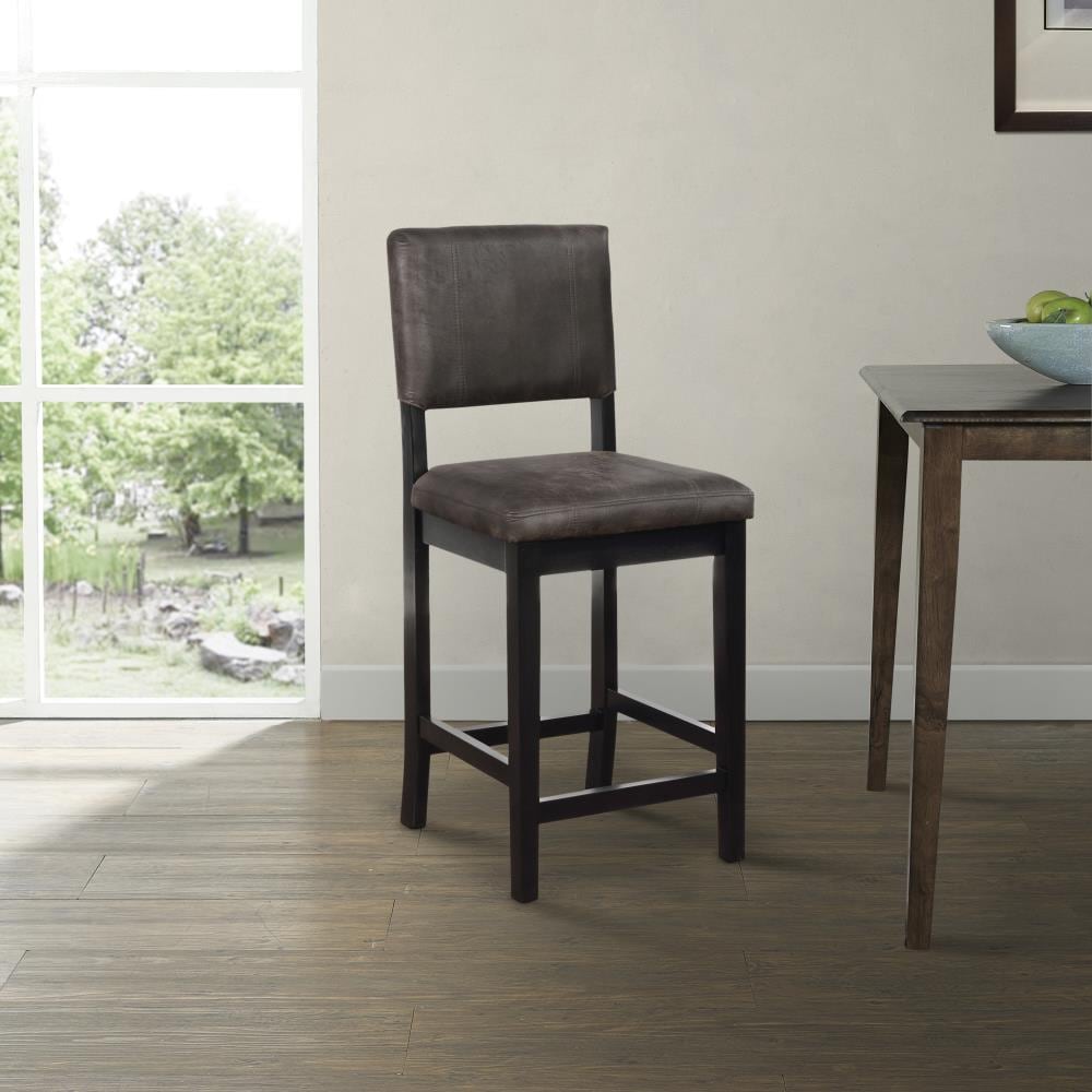 Linon Milano Brown Counter height Upholstered Wood Bar Stool with Back ...