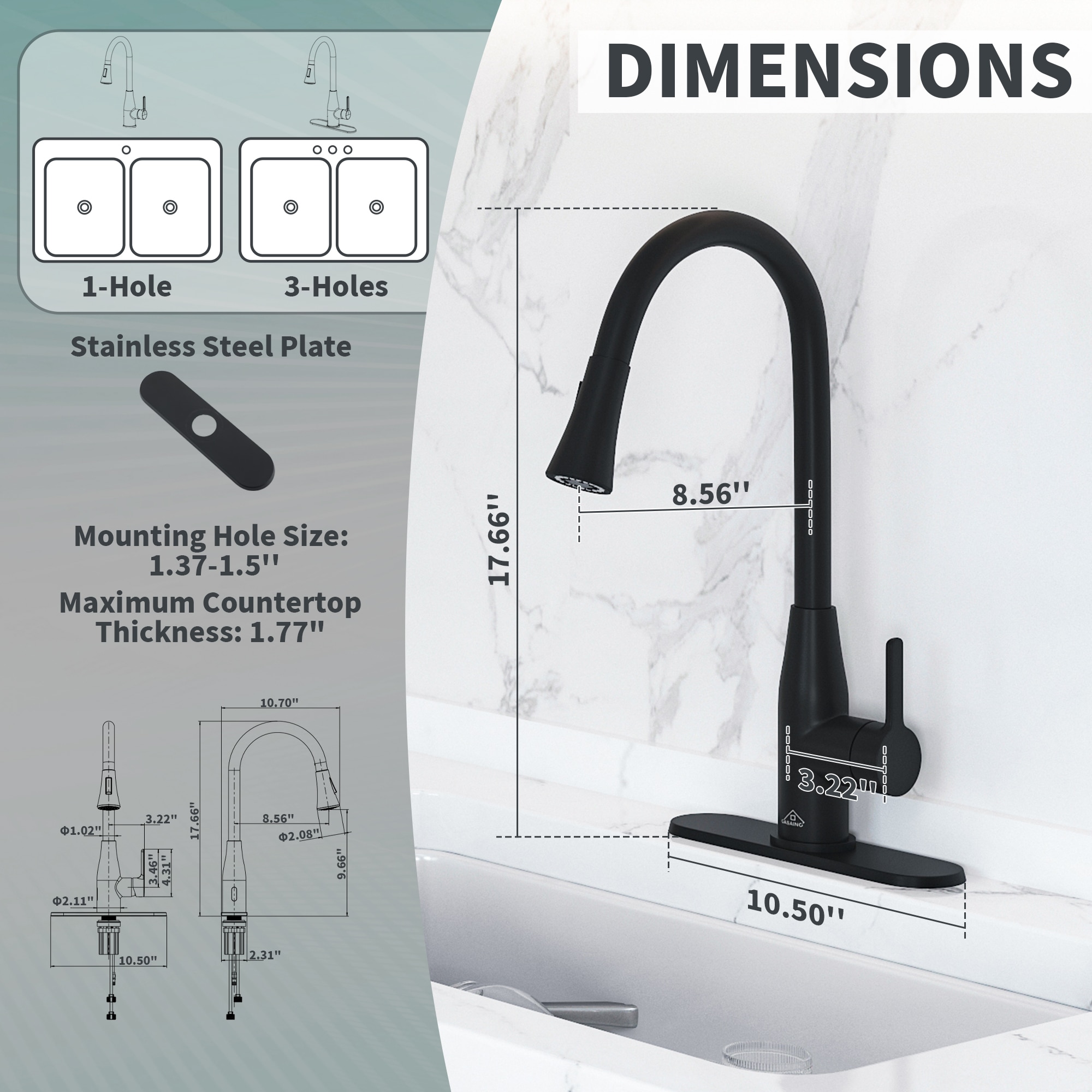 Clihome DG-KF13NS Kitchen-Faucets - View #5