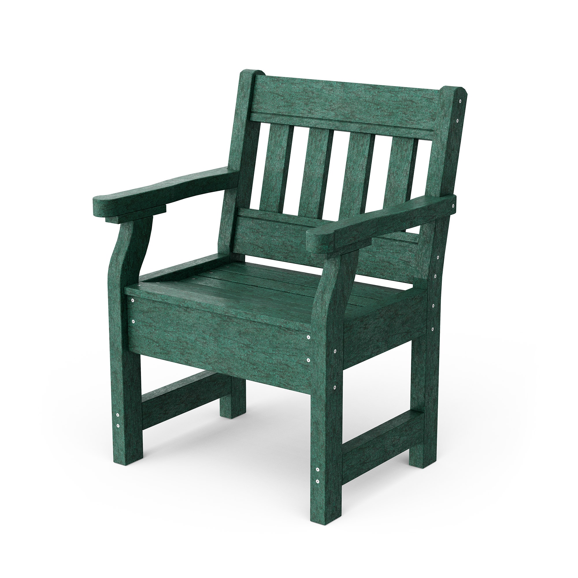 Wildridge LCC-123-TG Heritage Garden Turf Green HDPE Frame Stationary Conversation Chair with Slat Seat