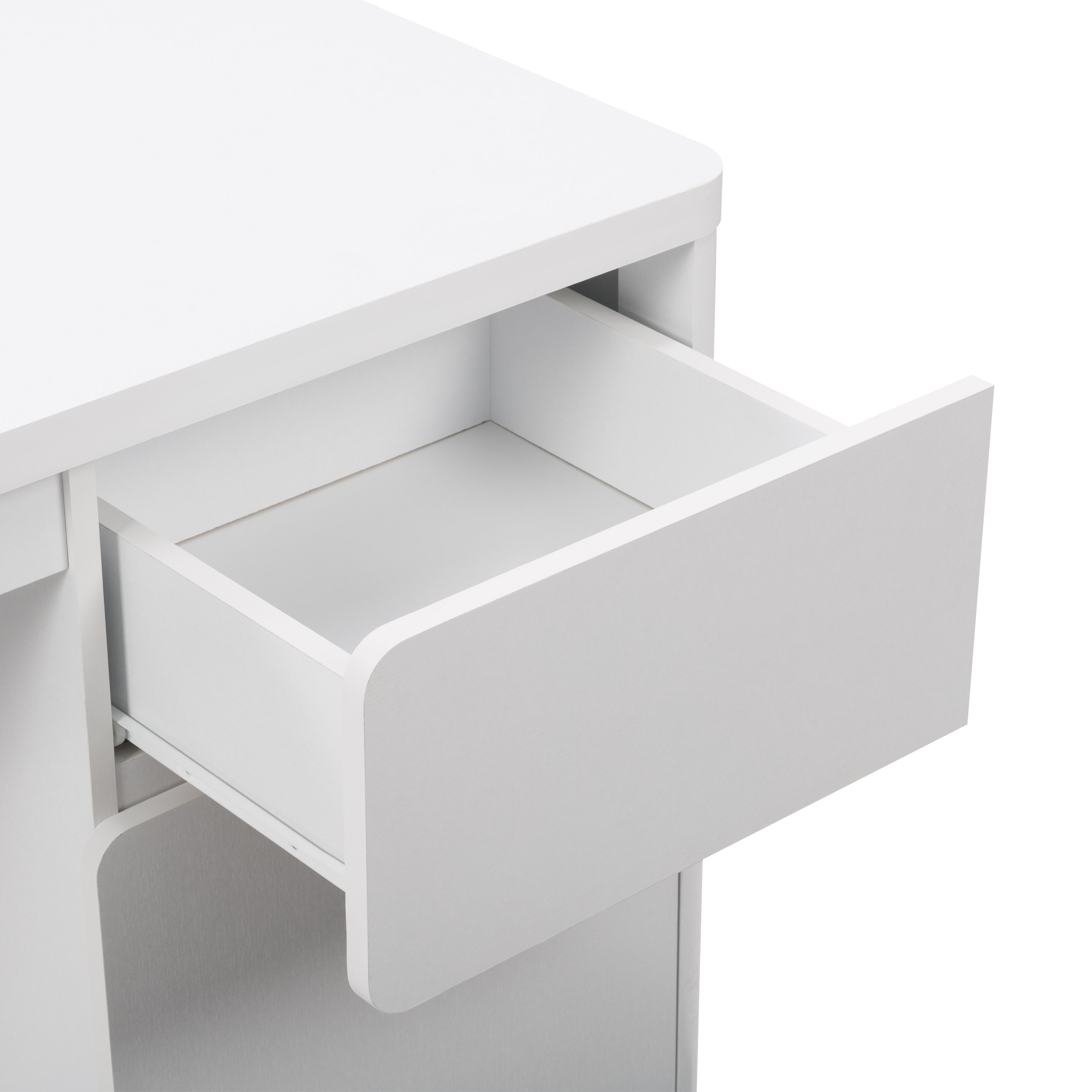 white desk with drawers no handles