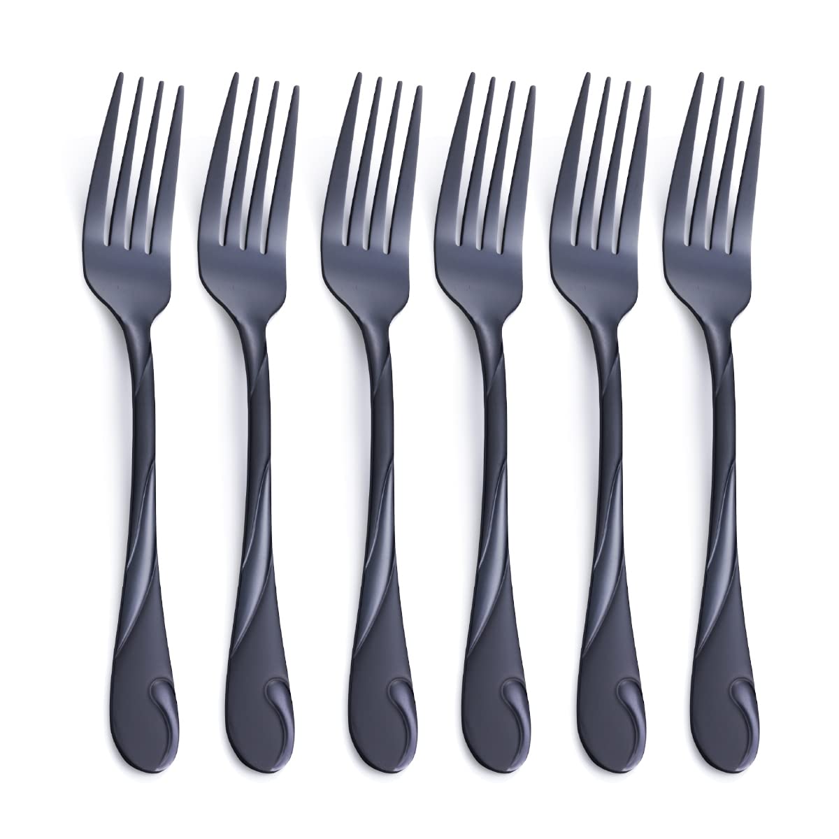 Aoibox  Six Piece Black Salad Fork Set 6 9 in Stainless Steel Dessert Forks for Flatware Daily Dishwasher Safe