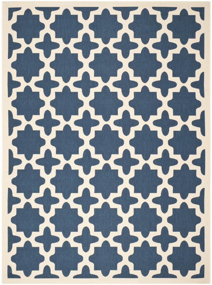 Safavieh CY6913-268-8 Courtyard Hawi 8 x 11 (ft) Loomed Polypropylene Navy/Beige Rectangular Indoor/Outdoor Abstract Area rug