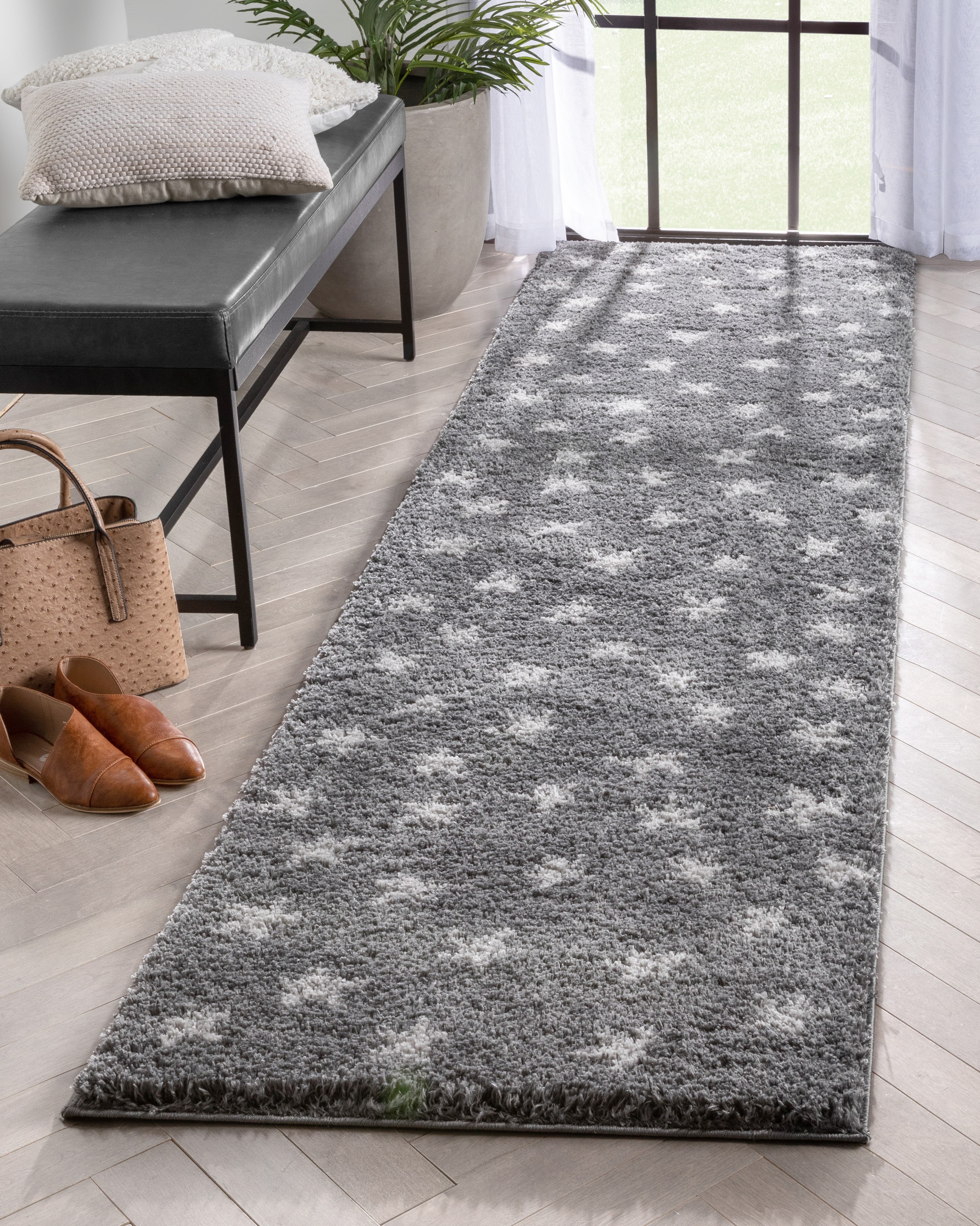 Well Woven HAV-17-2L Haven 2 x 9 (ft) Loomed Polyester Grey Rectangular Indoor Abstract Mid-Century Modern Runner rug